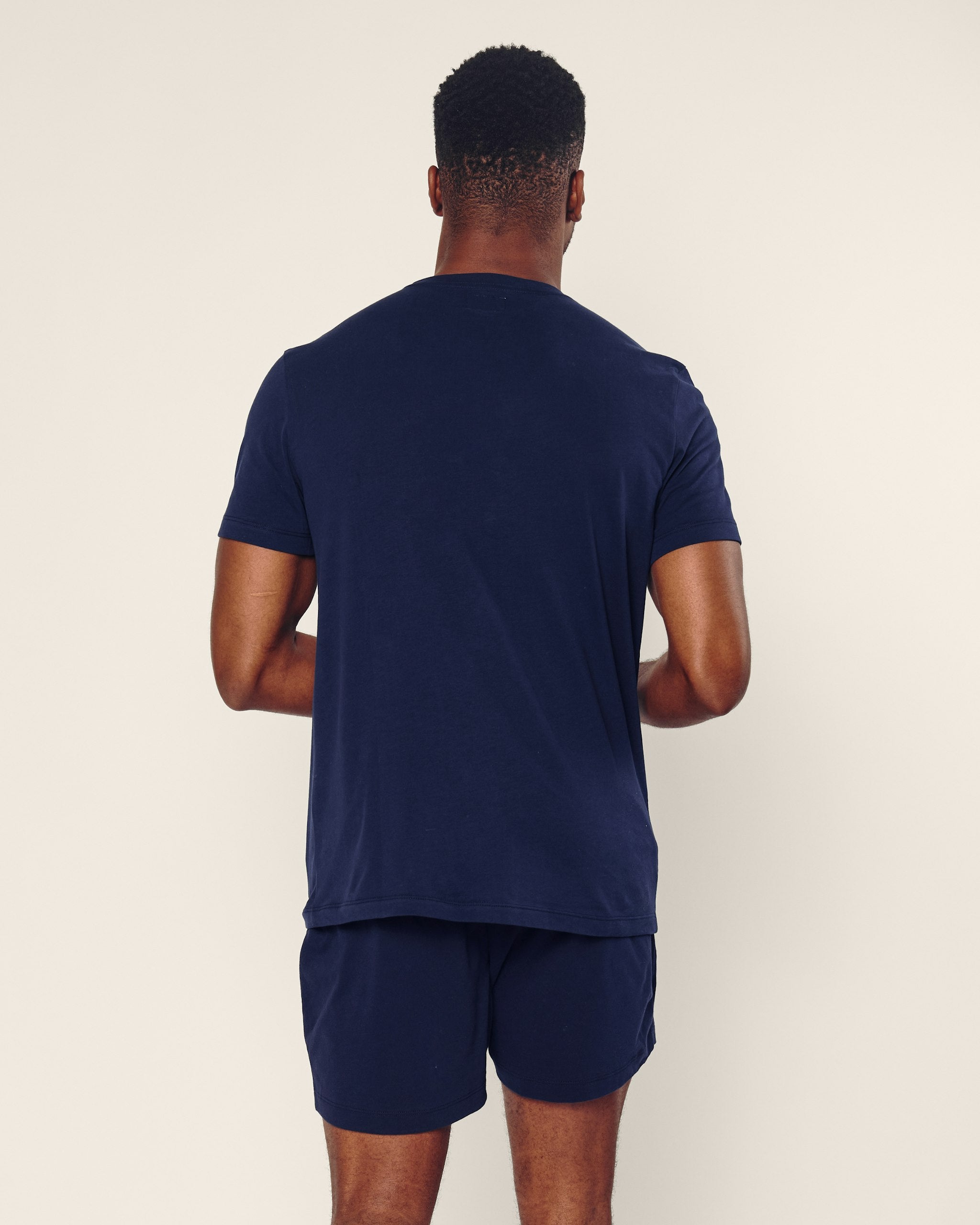 Men's Pima Crew Neck Short Sleeve Top in White in Navy#Color_Navy