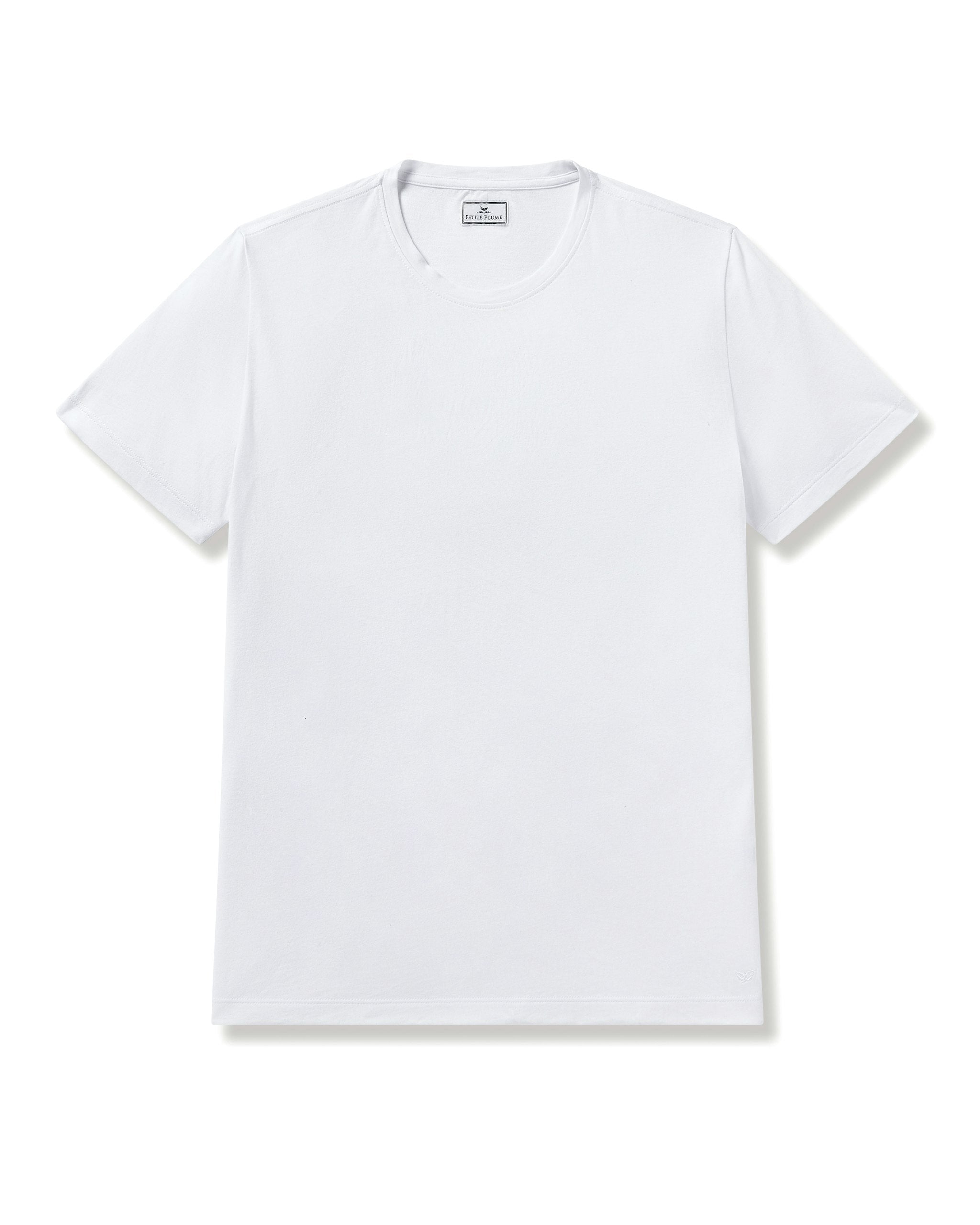 Men's Pima Crew Neck Short Sleeve Top in Navy in White#Color_White