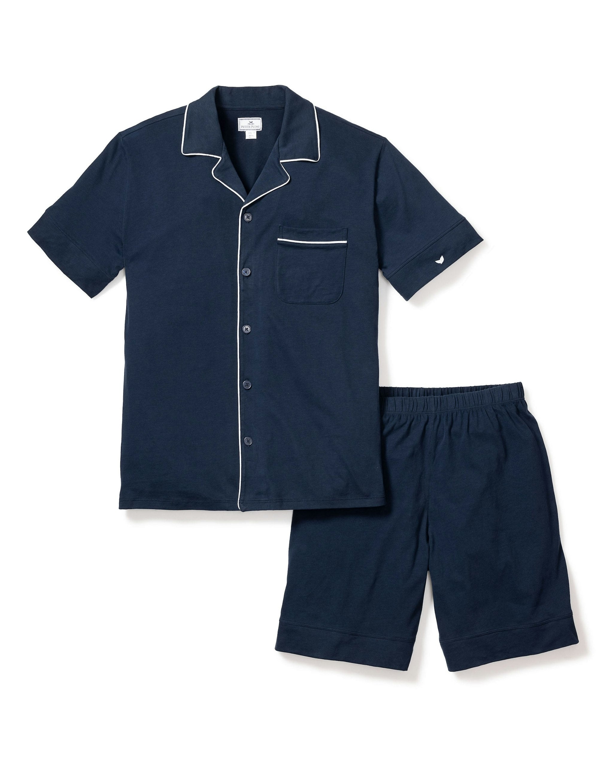 Men's Pima Pajama Short Set in Navy in Navy#Color_Navy