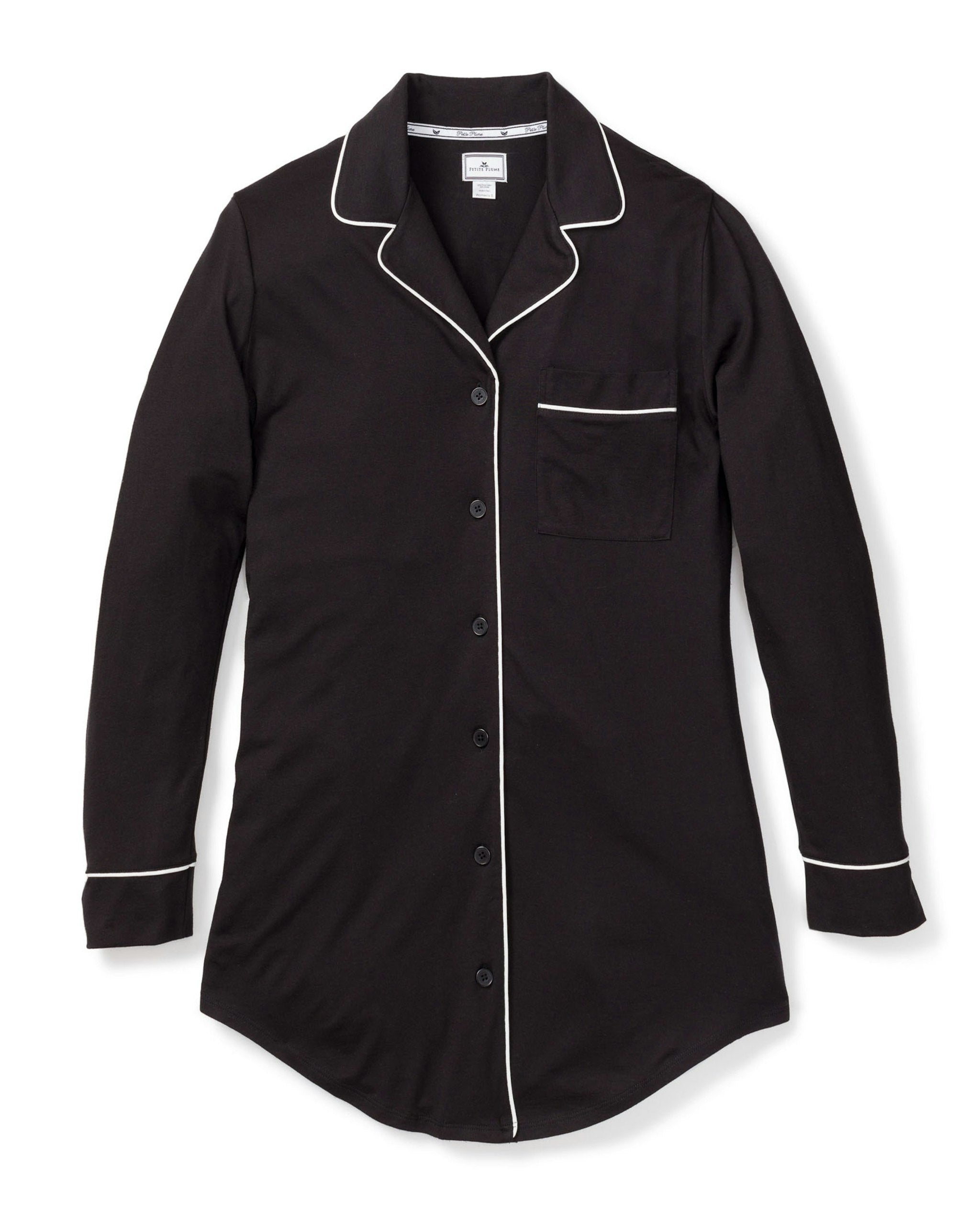 Women's Pima Nightshirt in Black in Black#Color_Black