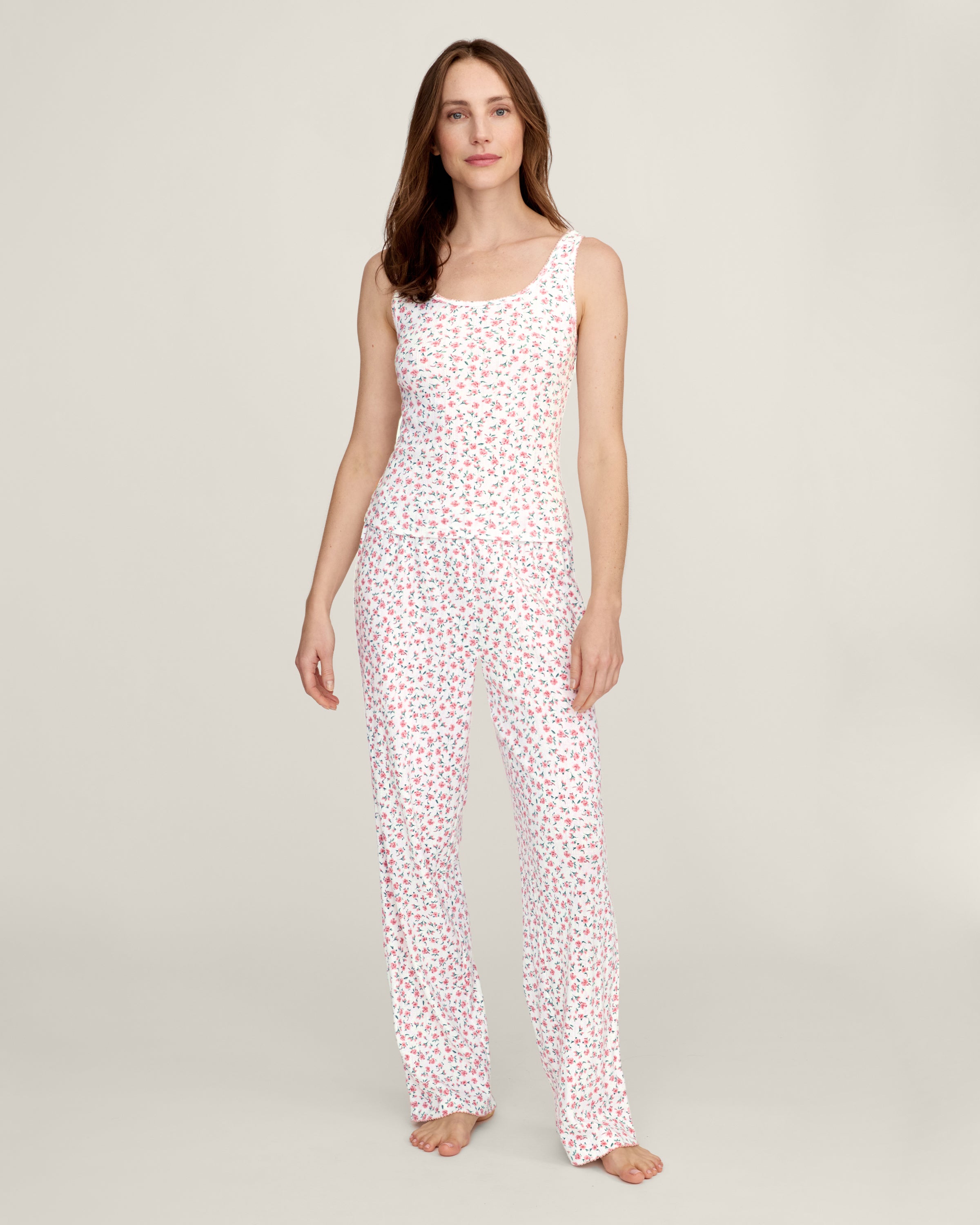Women's Pointelle Pant in Pink Floral