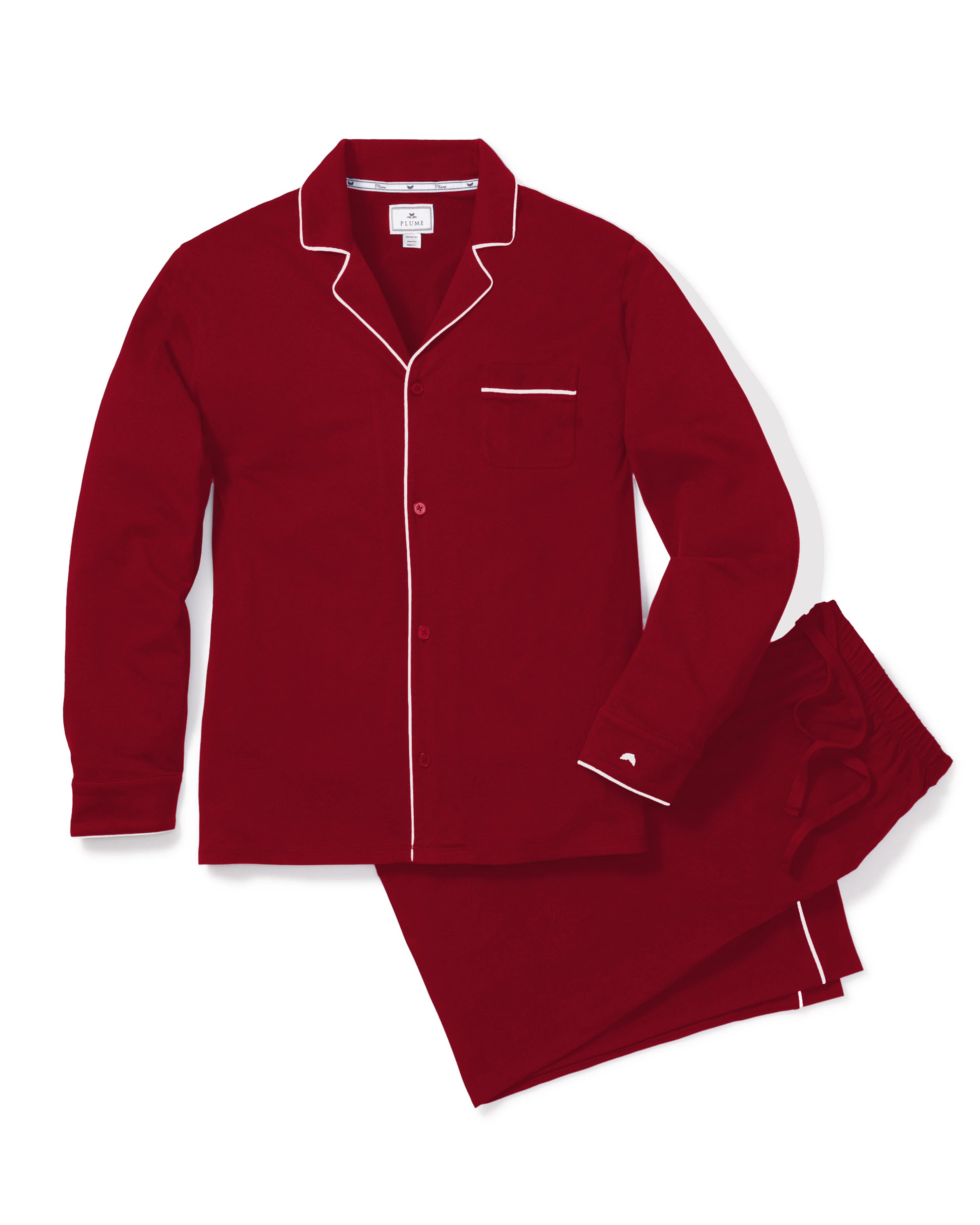 Men's Pima Pajama Set in Navy in Bordeaux#Color_Bordeaux