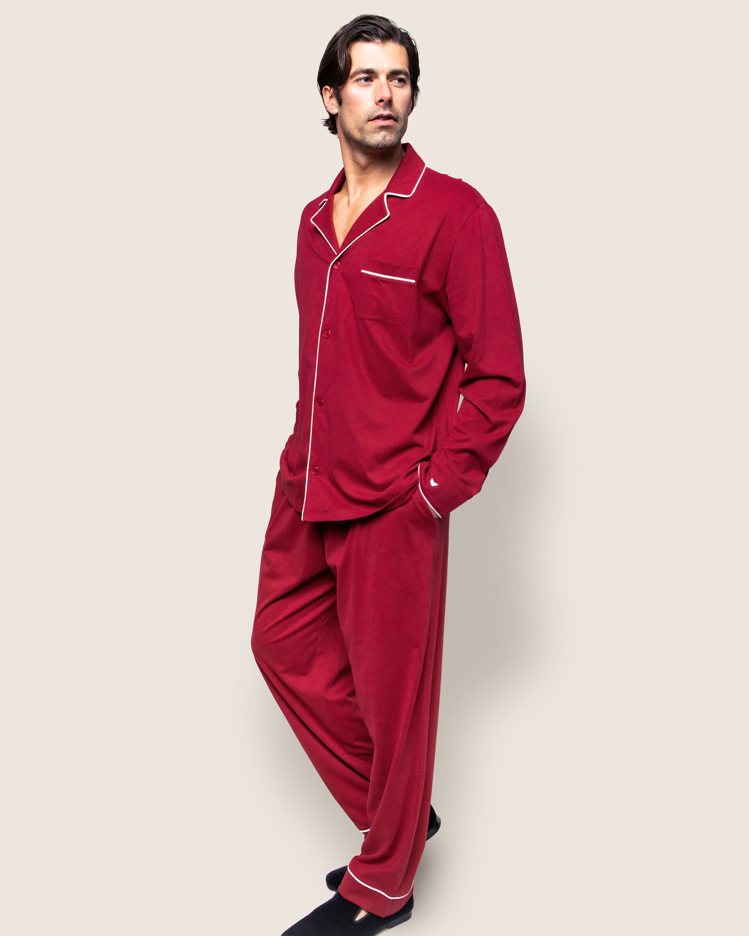 Men's Pima Pajama Set in Navy in Bordeaux#Color_Bordeaux