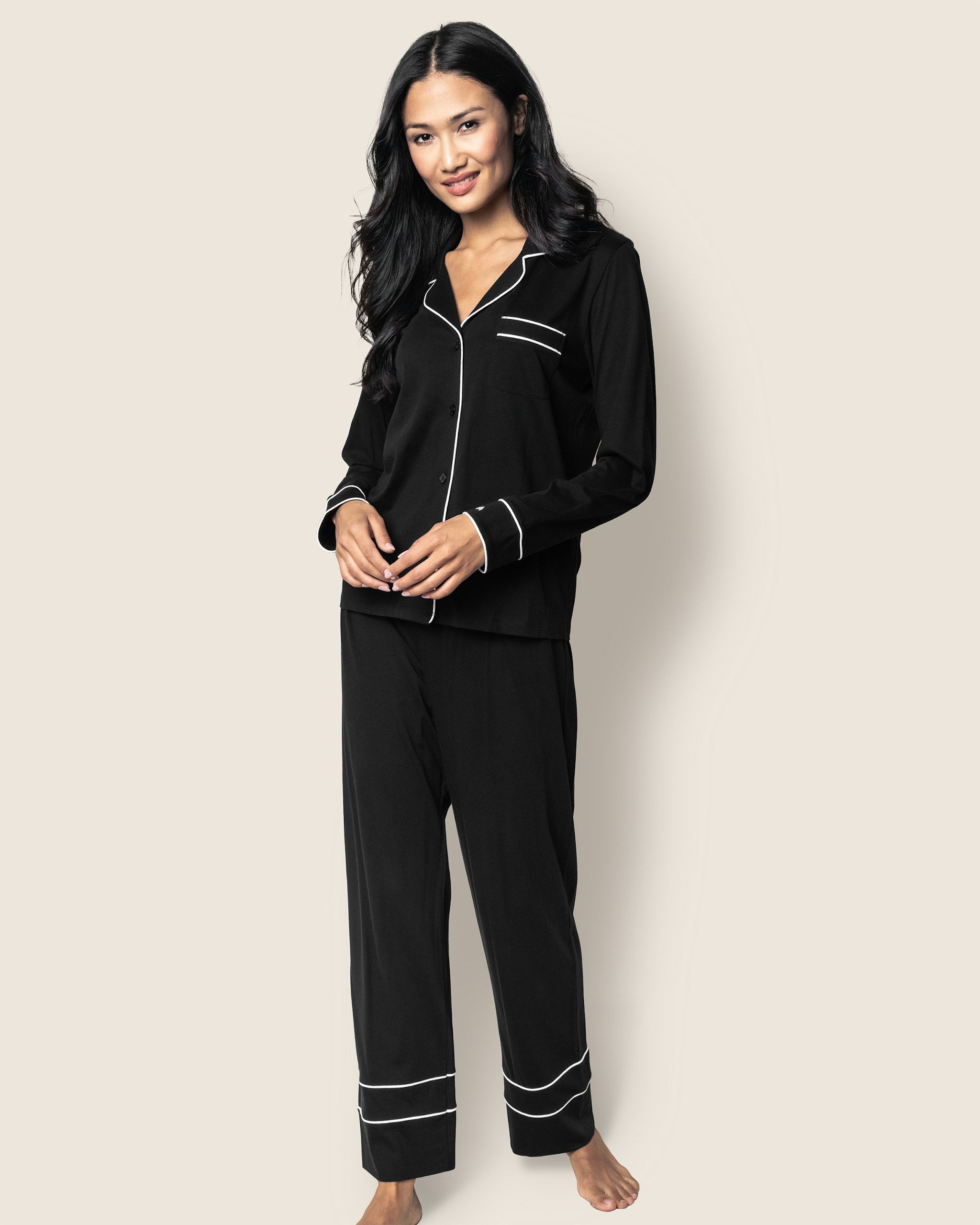 Women's Pima Astaire Pajama Set in Bordeaux in Black#Color_Black