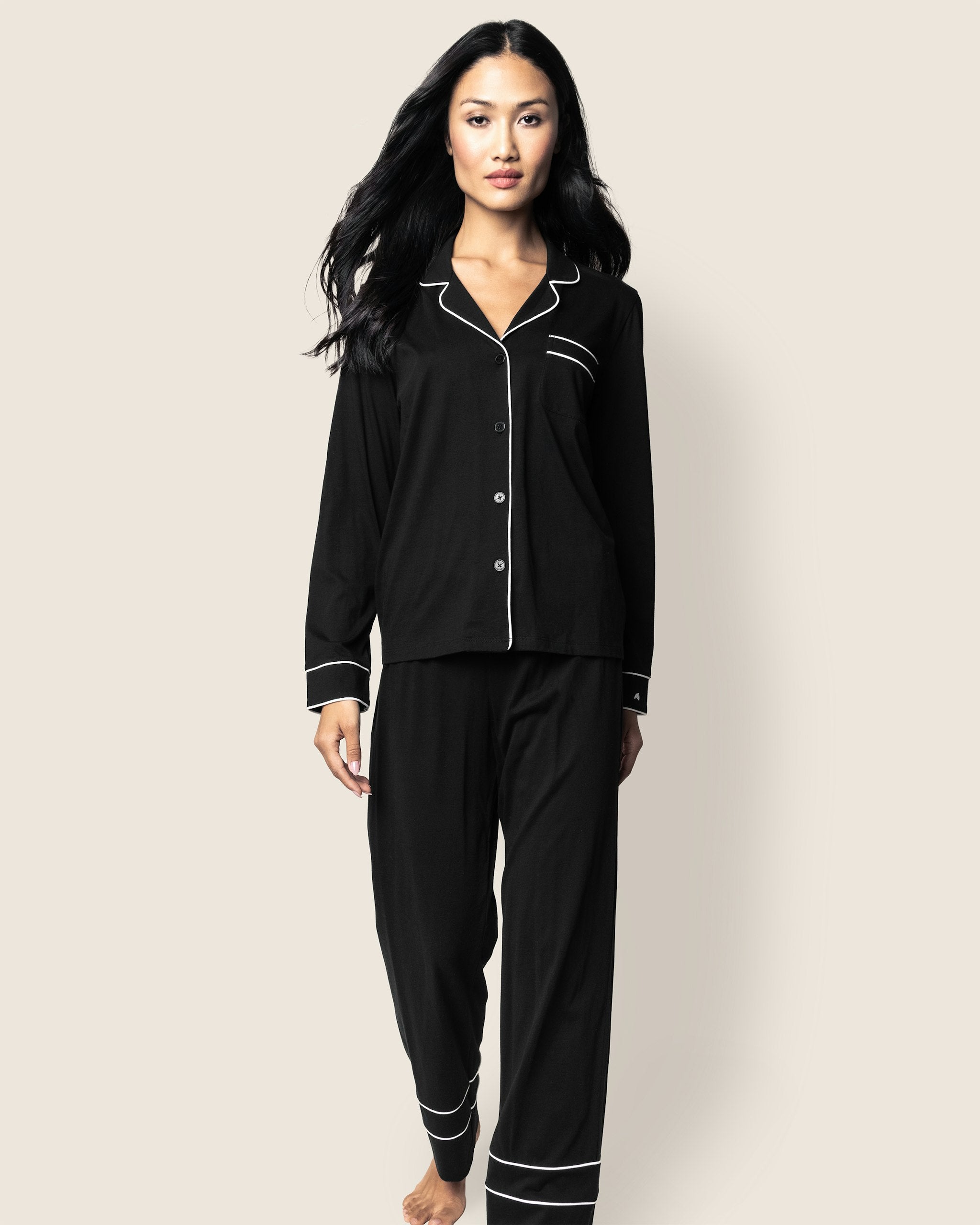 Women's Pima Astaire Pajama Set in Bordeaux in Black#Color_Black