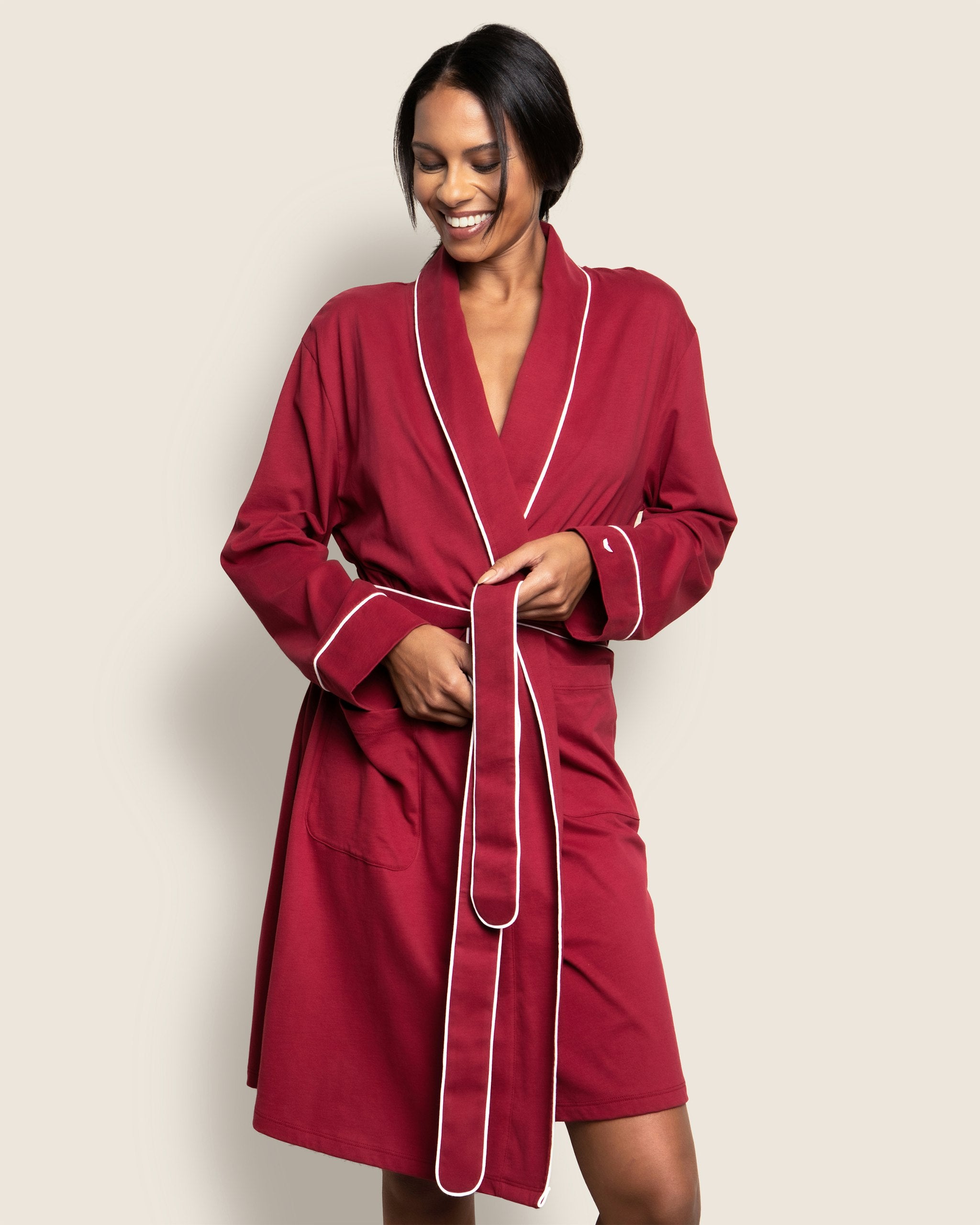 Women's Pima Robe in Bordeaux in Bordeaux#Color_Bordeaux