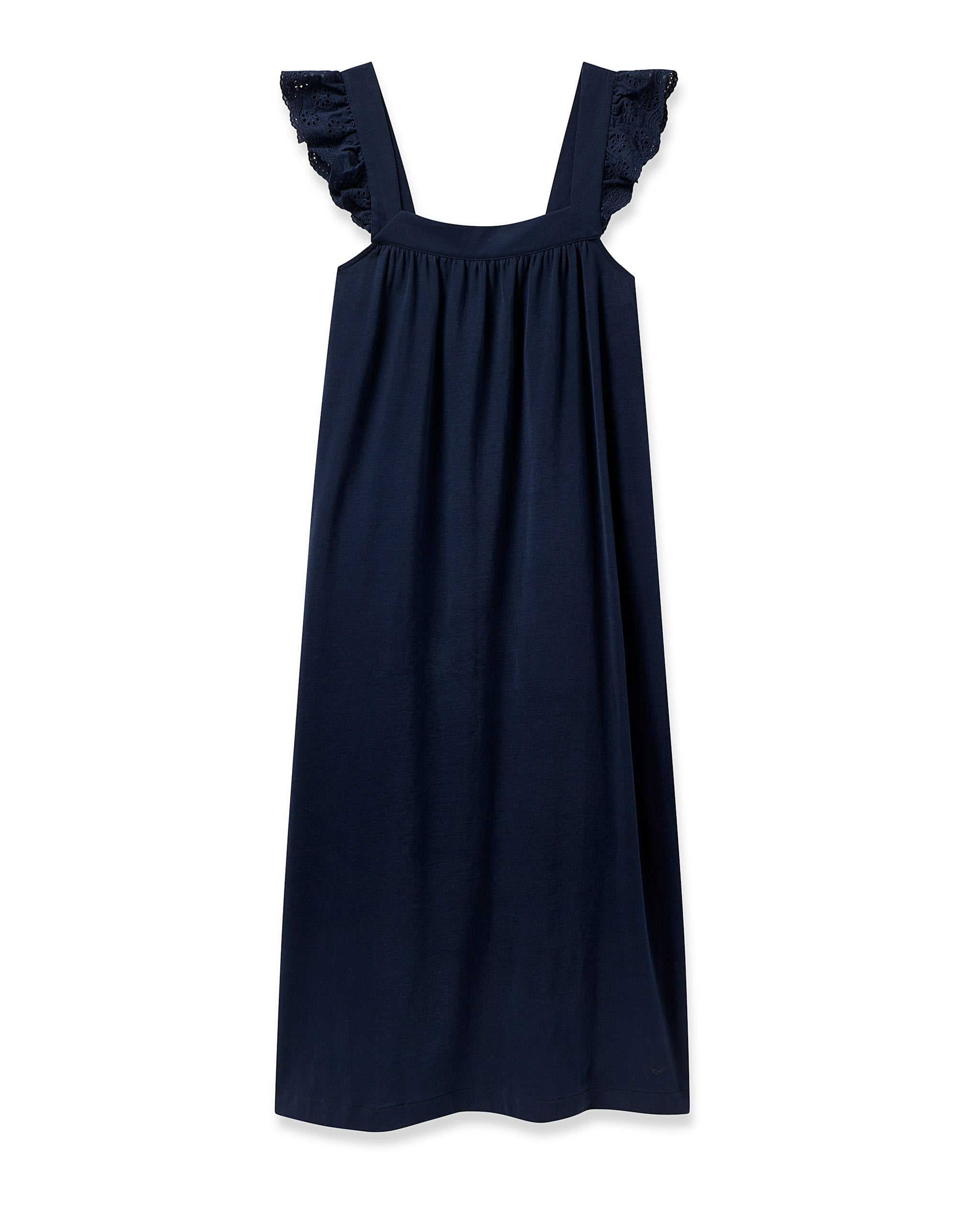 Women's Pima Clara Nightgown in White in Navy#Color_Navy