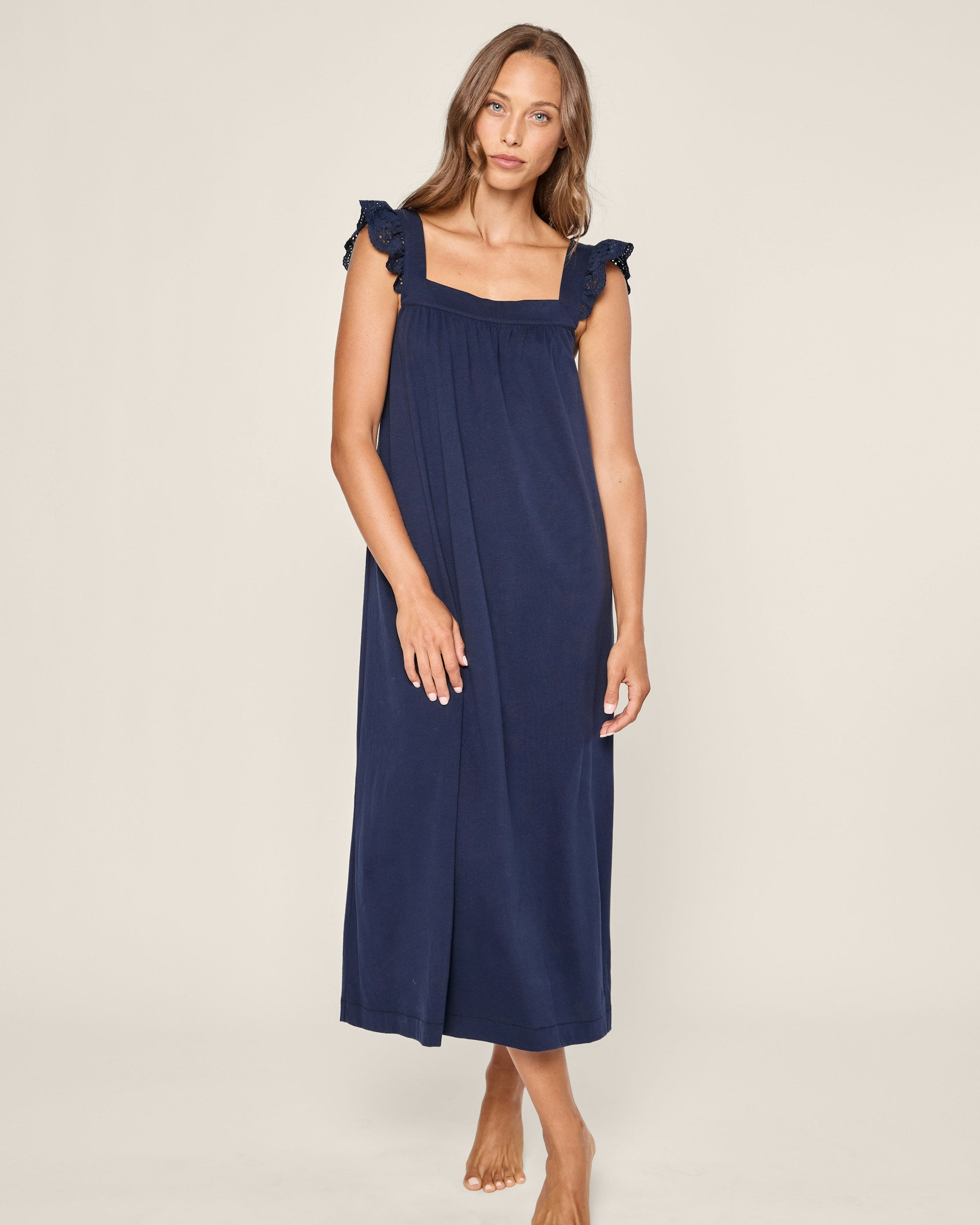 Women's Pima Clara Nightgown in Navy in Navy#Color_Navy