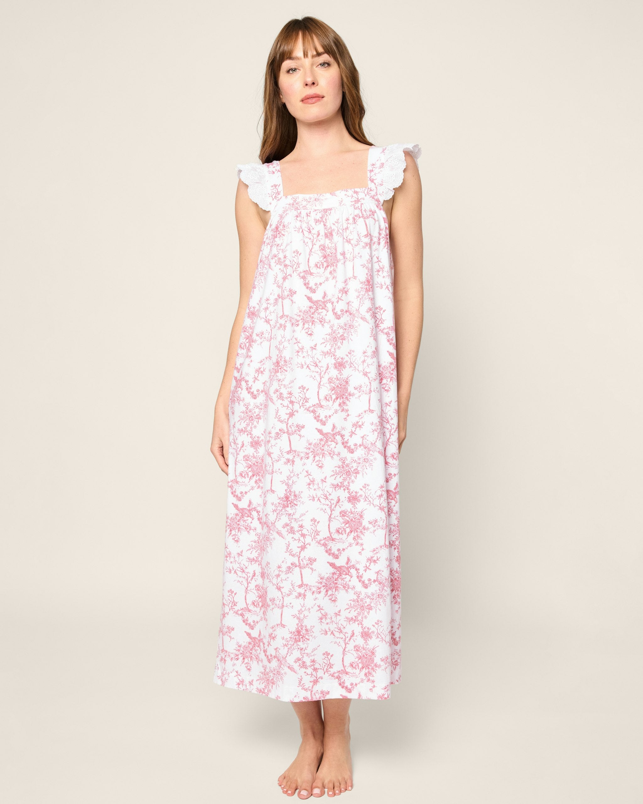 Women's Pima Clara Nightgown in Bristol Bay in Pink Timeless Toile#Color_Pink Timeless Toile