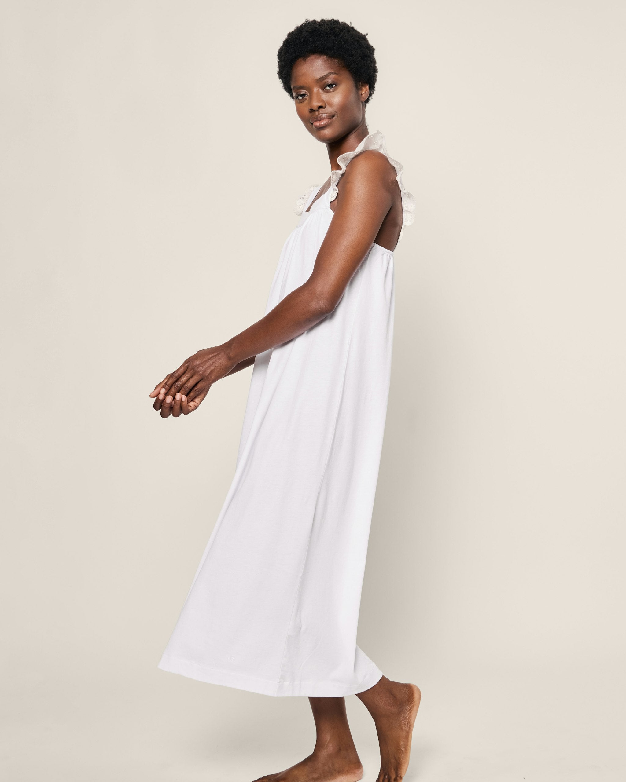 Women's Pima Clara Nightgown in White in White#Color_White