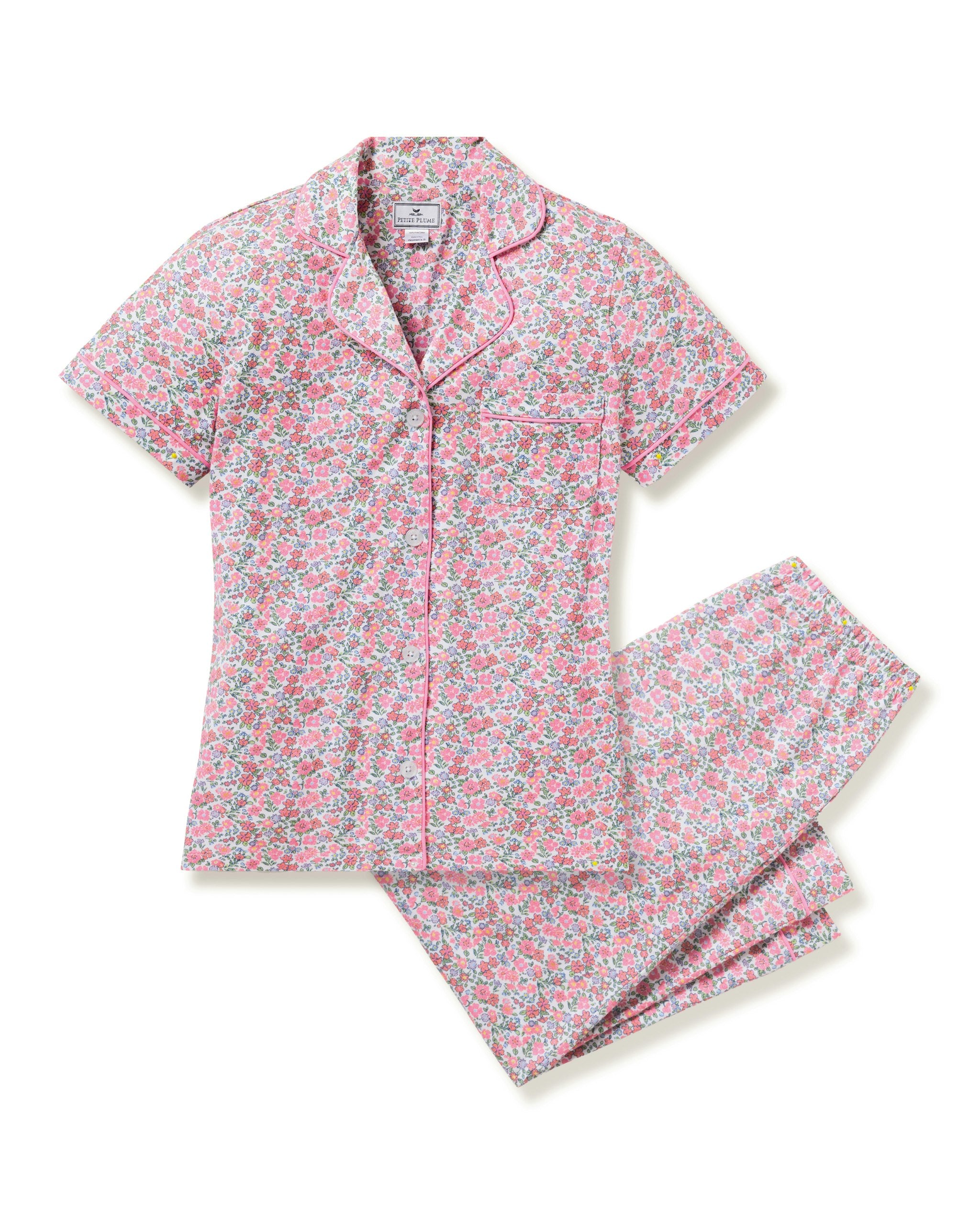 Women's Pima Crop Set in Fleurs de Rose in Fleurs de Rose#Color_Fleurs de Rose