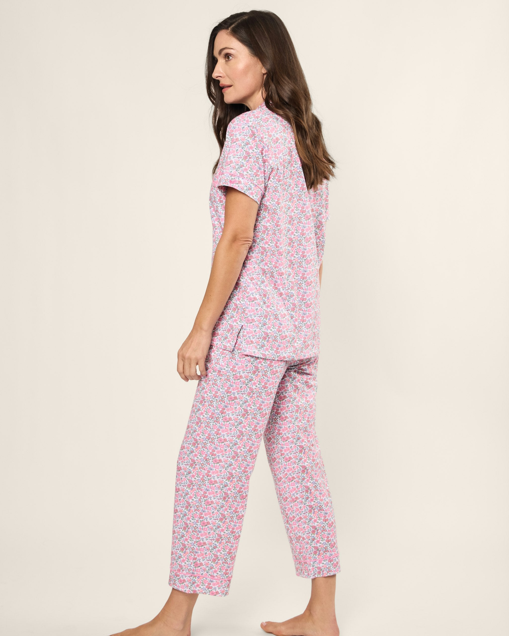 Women's Pima Crop Set in Fleurs de Rose in Fleurs de Rose#Color_Fleurs de Rose