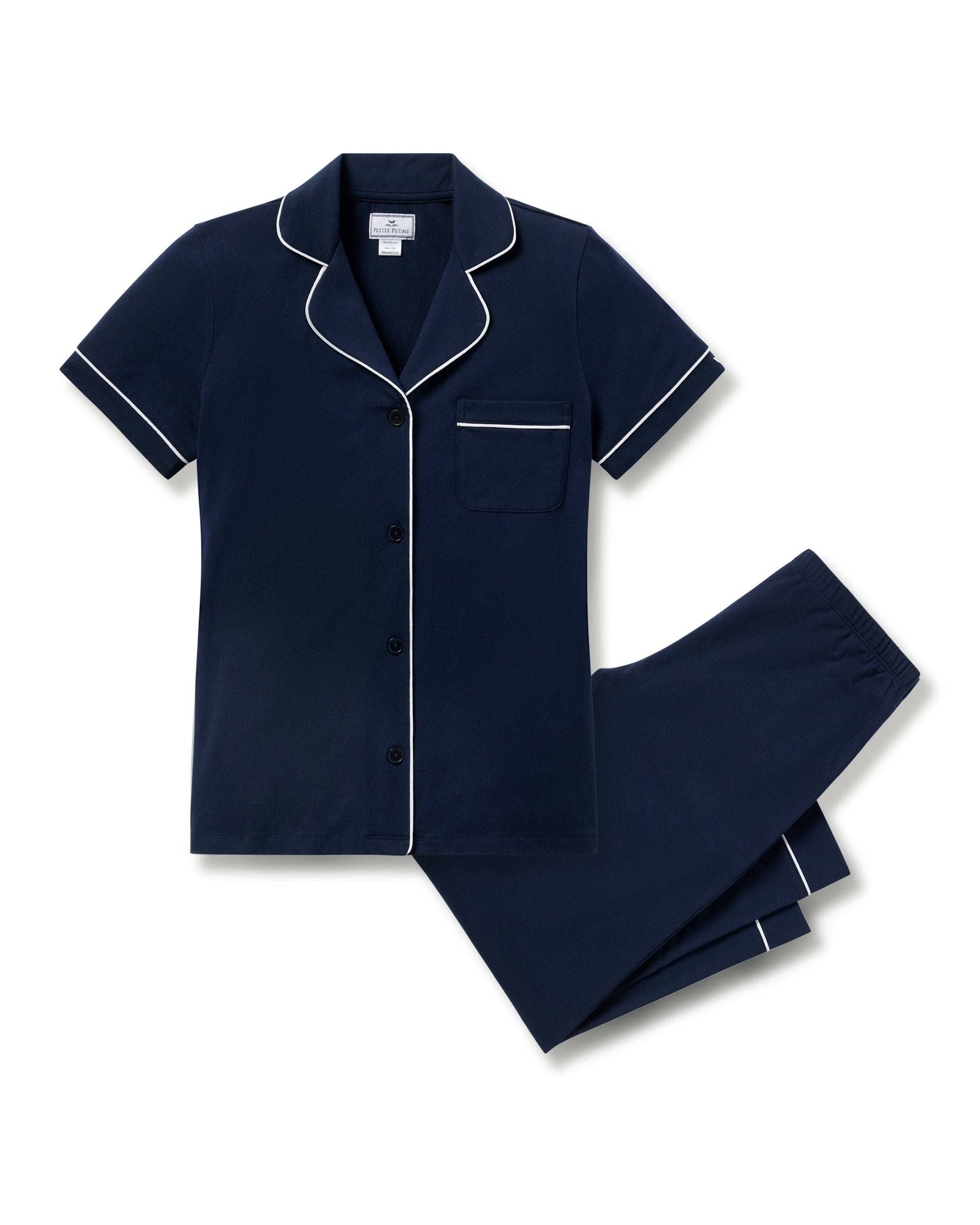 Women's Pima Crop Set in Navy in Navy#Color_Navy