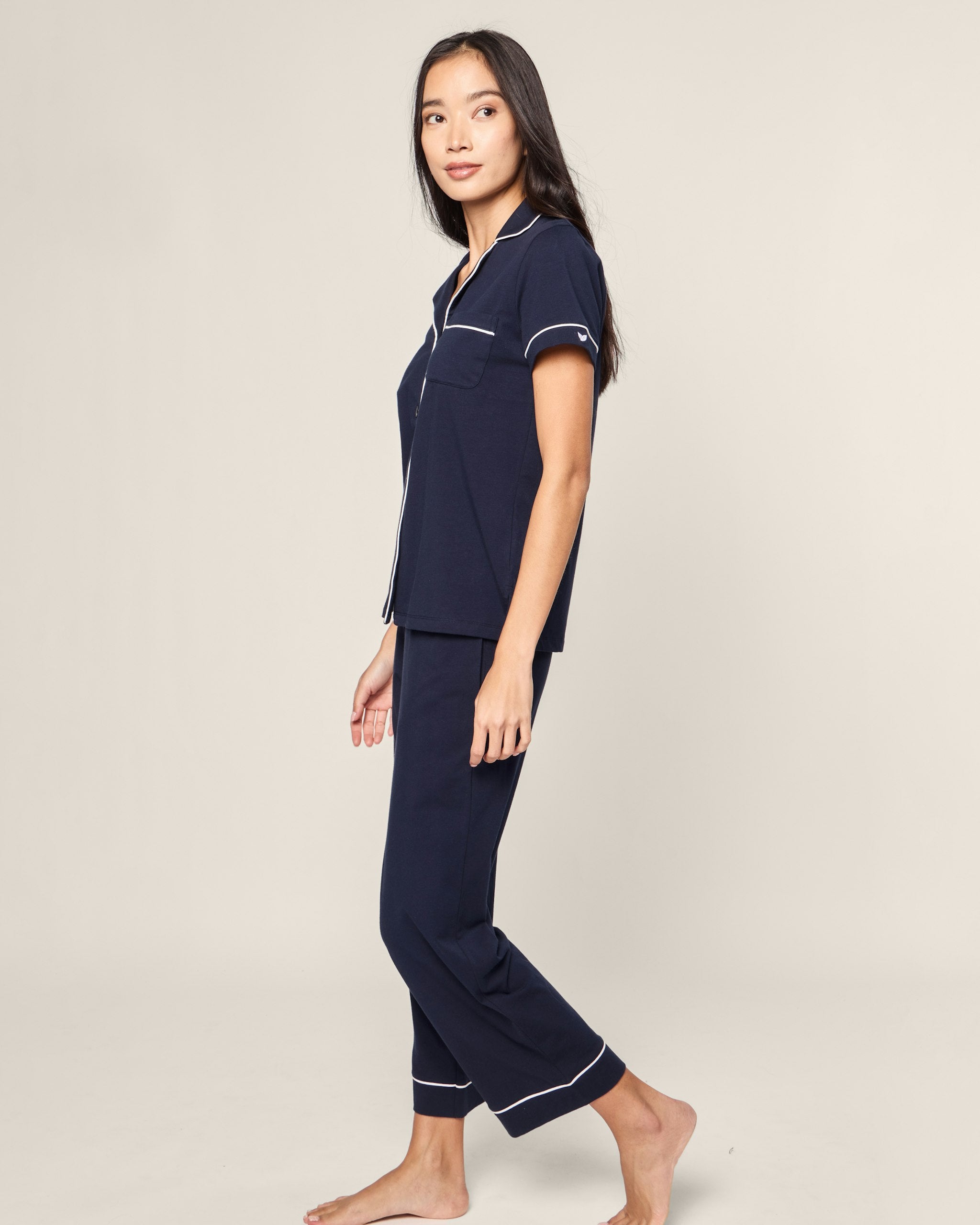 Women's Pima Crop Set in Navy in Navy#Color_Navy
