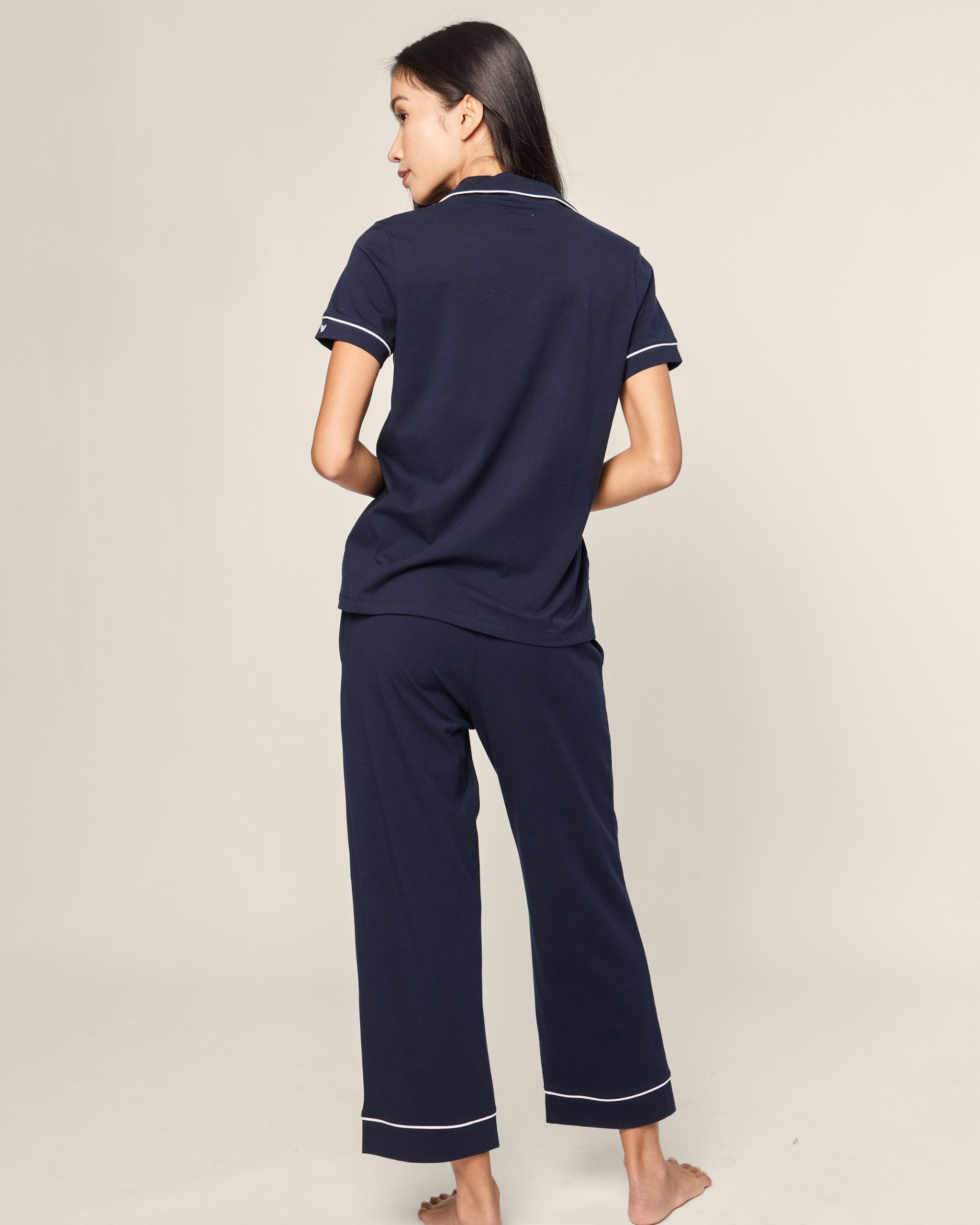 Women's Pima Crop Set in Navy in Navy#Color_Navy
