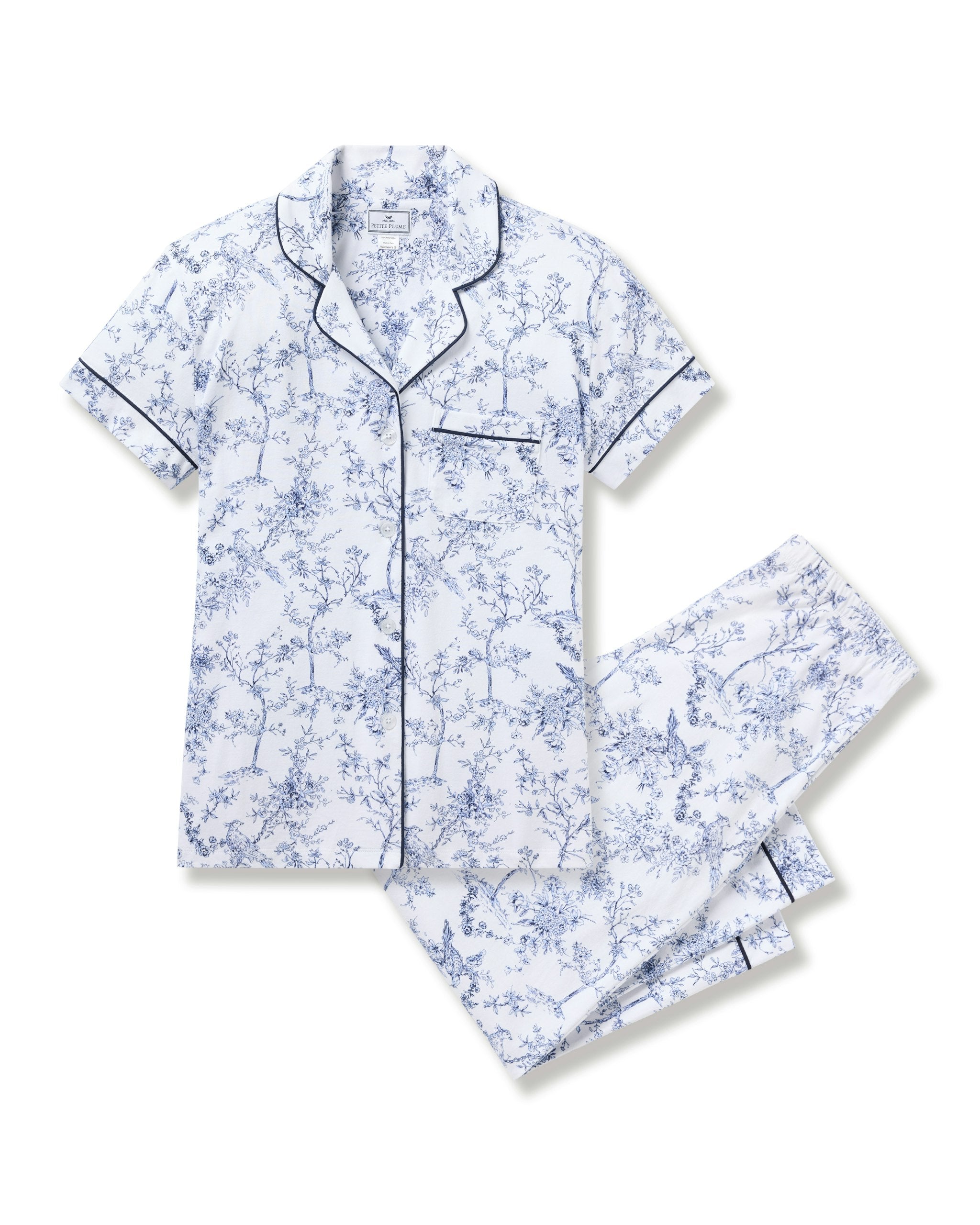Women's Pima Crop Set in Fleurs de Rose in Timeless Toile#Color_Timeless Toile