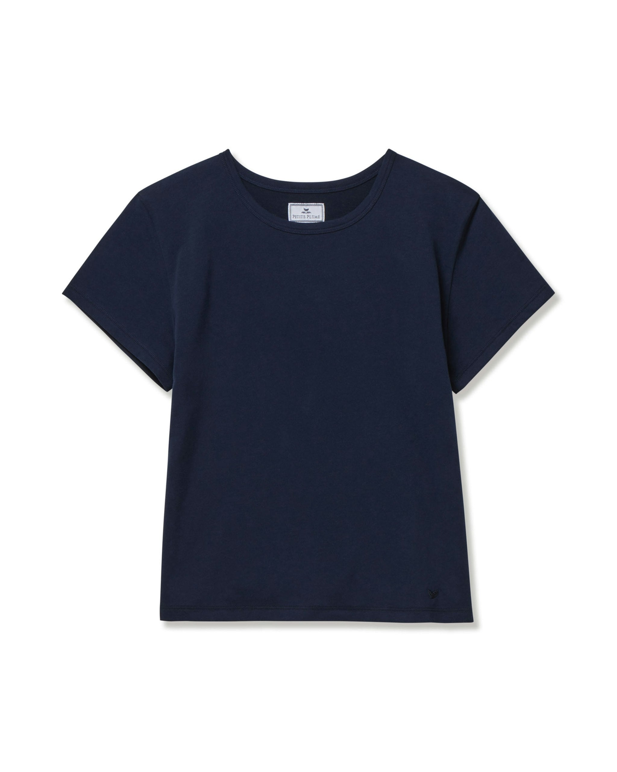 Women's Pima Essential Crew Neck Tee in White in Navy#Color_Navy