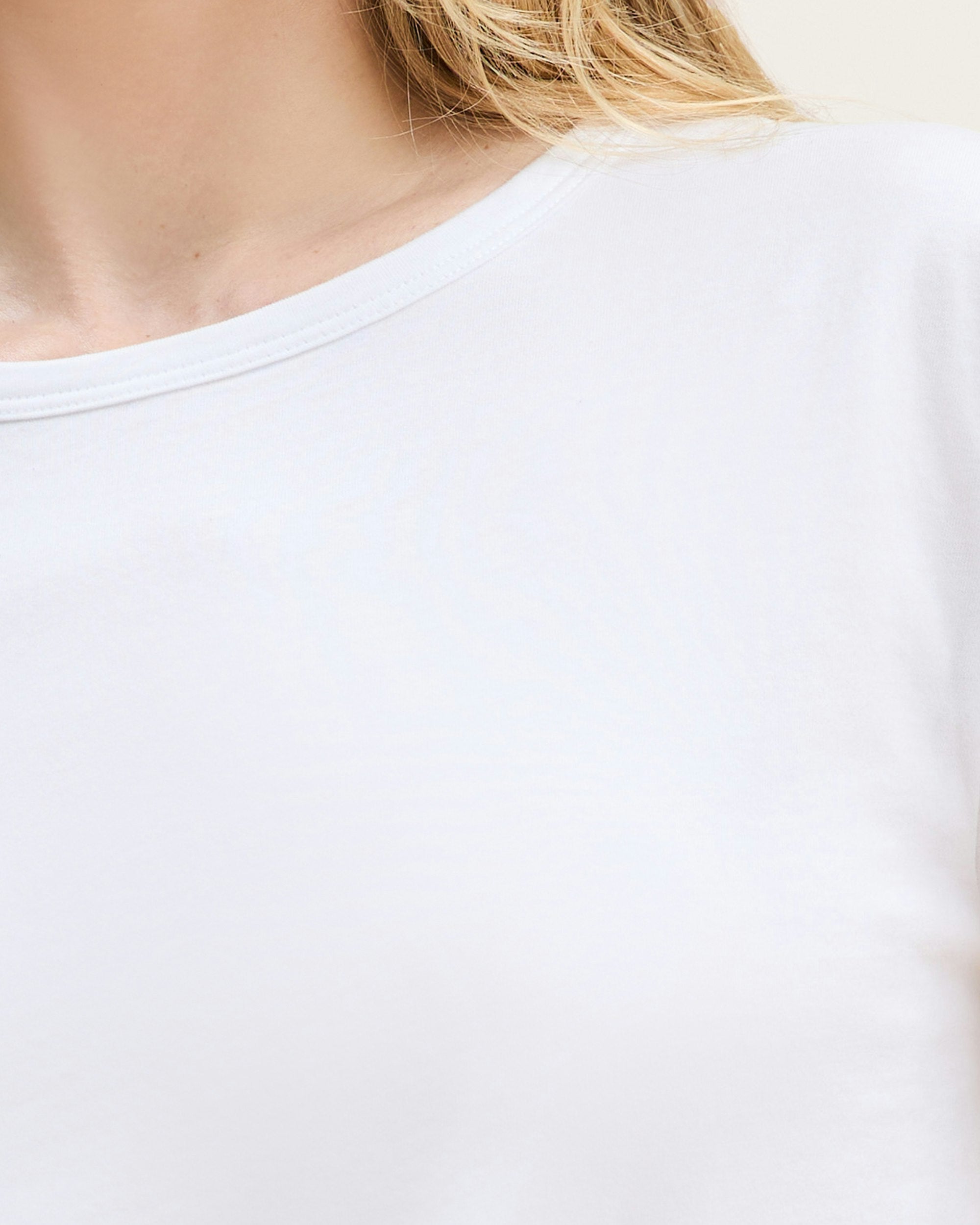 Women's Pima Essential Crew Neck Tee in White in White#Color_White
