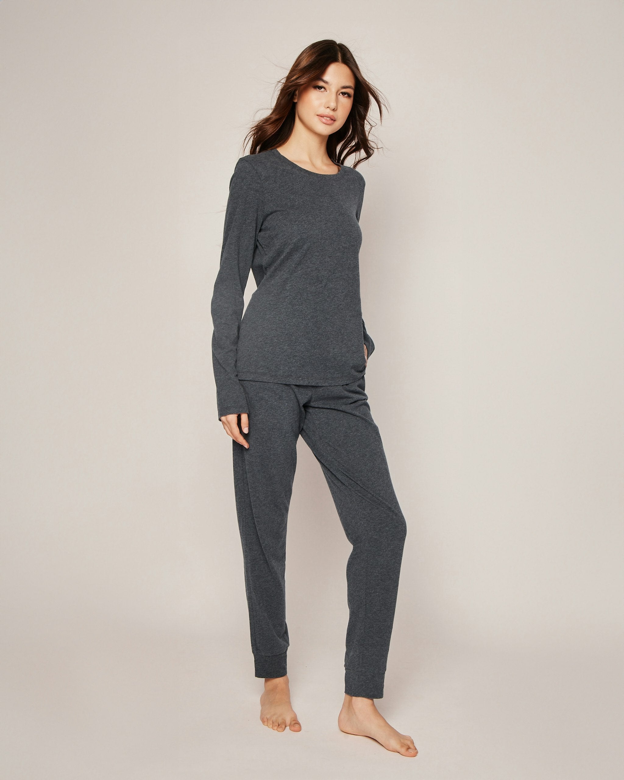 Women's Pima Lounge Pants in Camel in Dark Heather Grey#Color_Dark Heather Grey