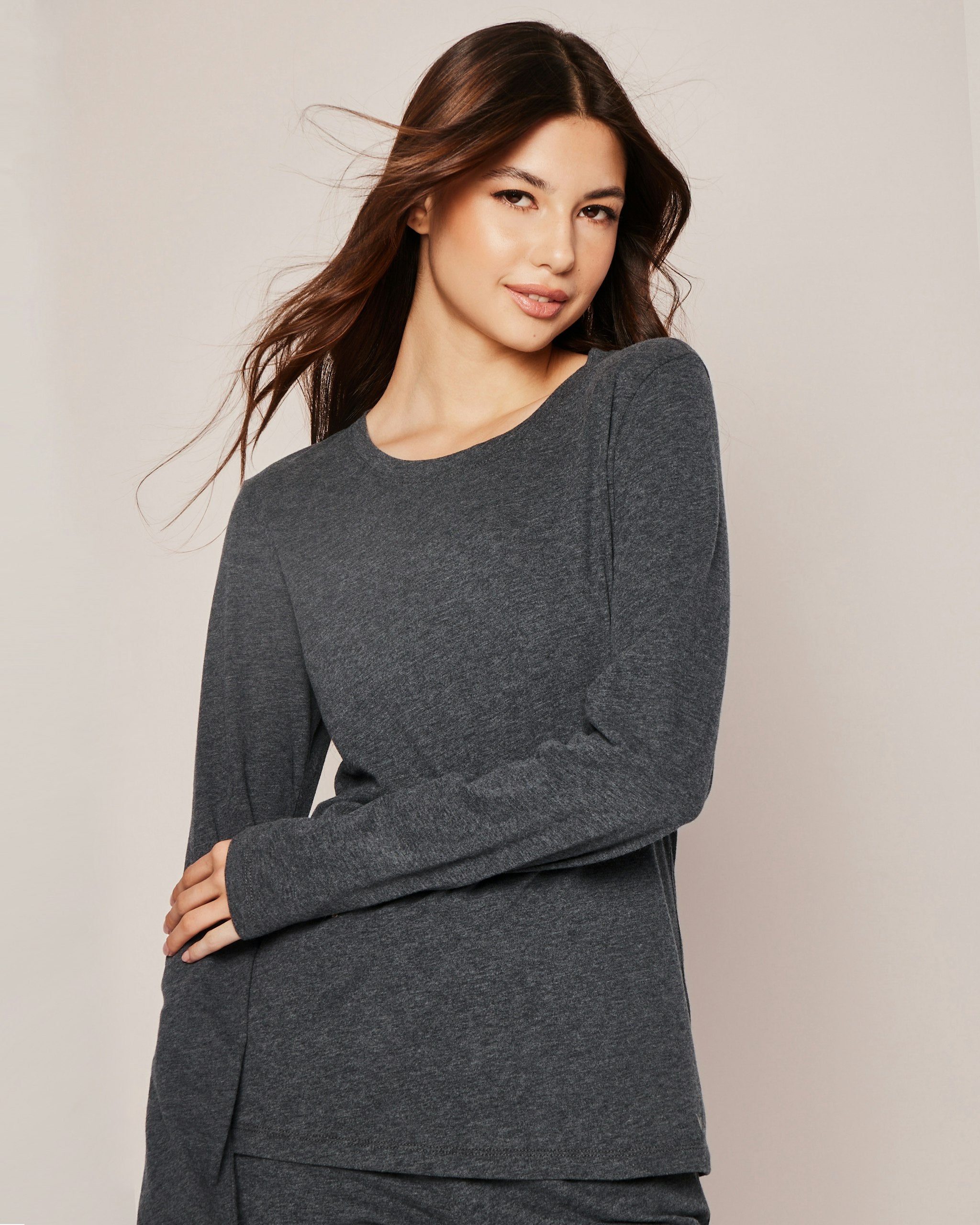 Women's Pima Long Sleeve Top in Dark Heather Grey in Dark Heather Grey#Color_Dark Heather Grey