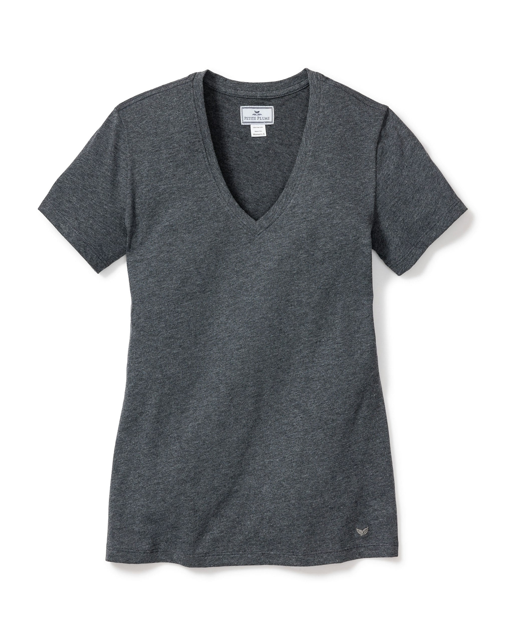 Women's Pima Short Sleeve Top in Camel in Dark Heather Grey#Color_Dark Heather Grey