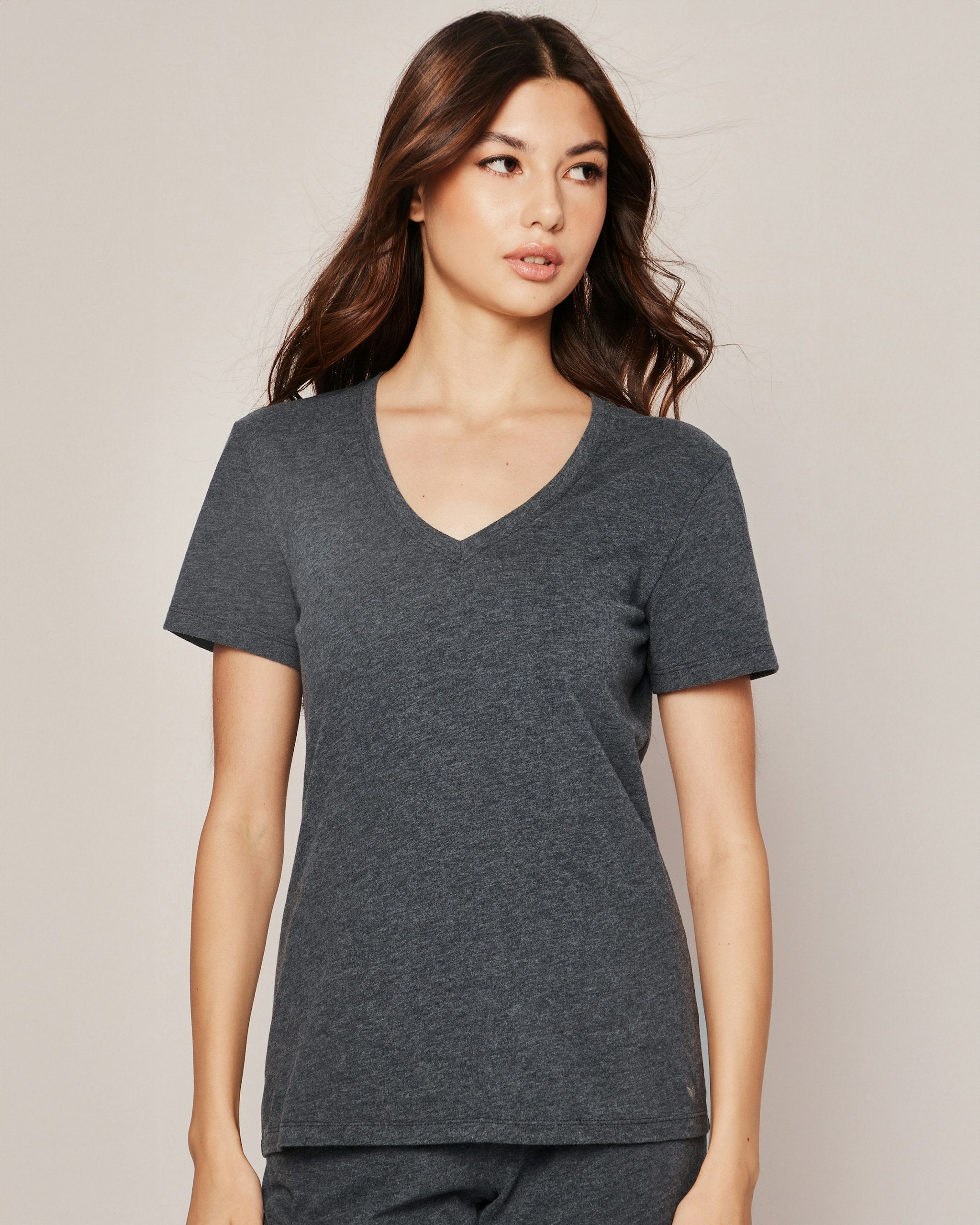 Women's Pima Short Sleeve Top in Dark Heather Grey in Dark Heather Grey#Color_Dark Heather Grey