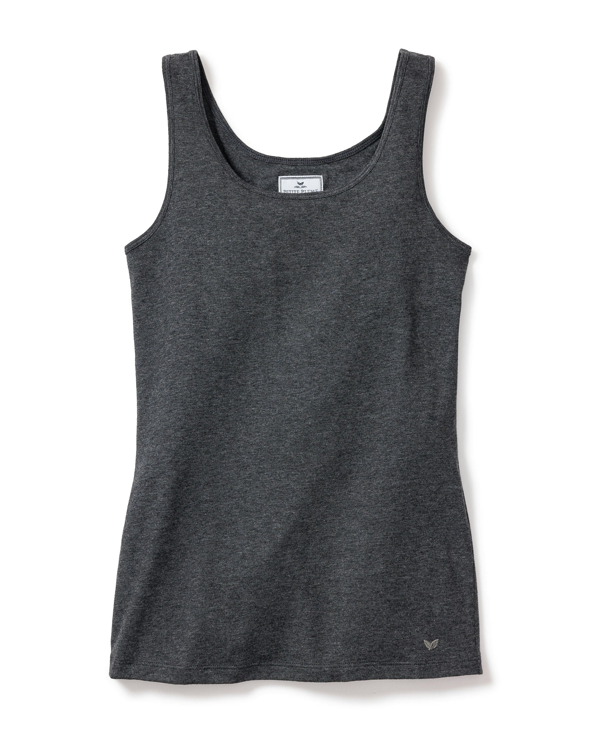 Women's Pima Tank Top in White in Dark Heather Grey#Color_Dark Heather Grey