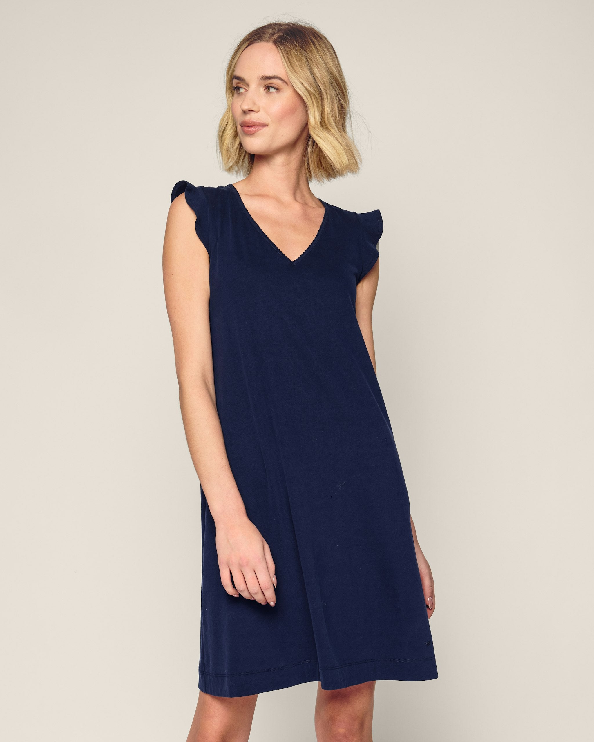 Women's Pima Harper Nightgown in Navy in Navy#Color_Navy