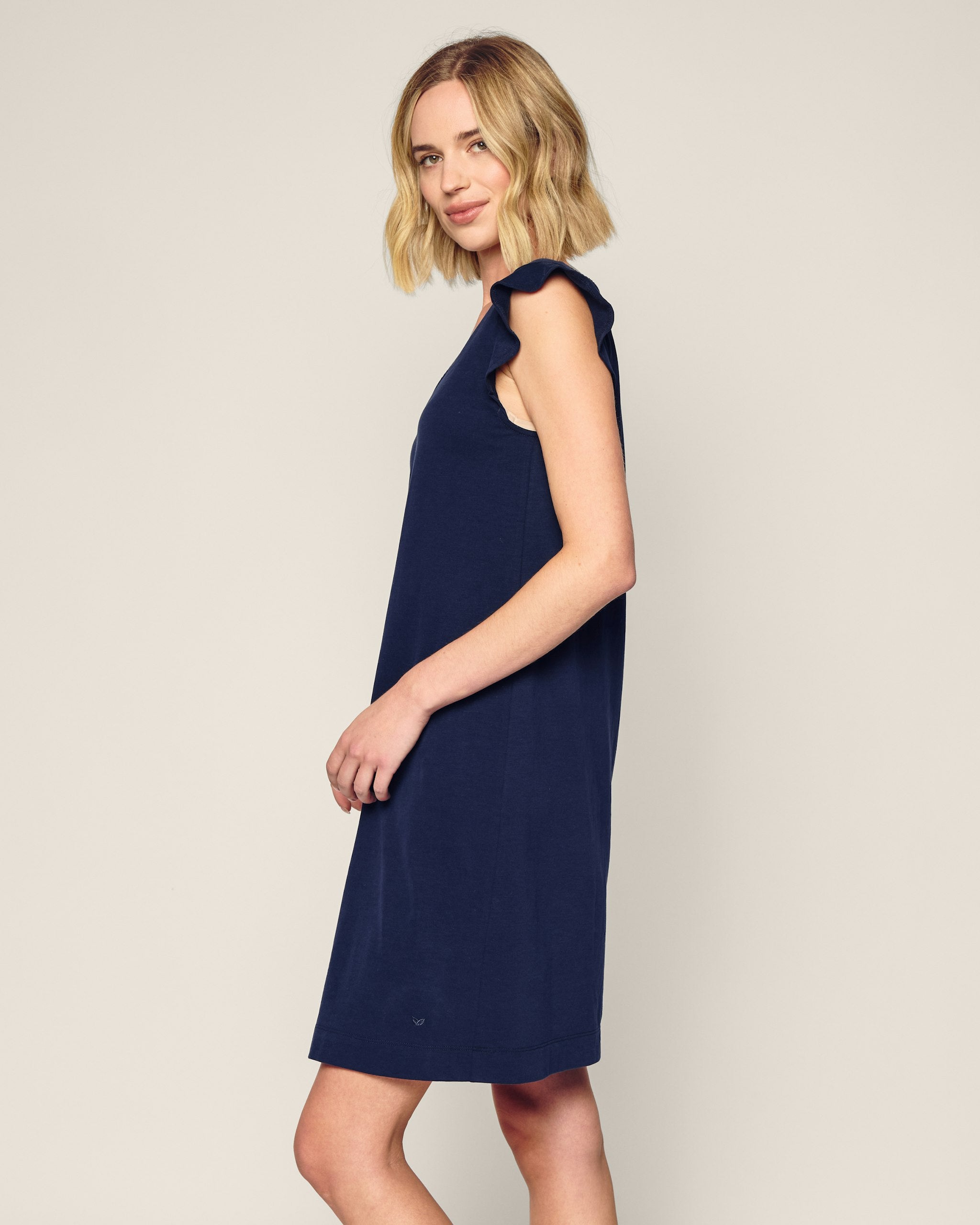Women's Pima Harper Nightgown in Navy in Navy#Color_Navy