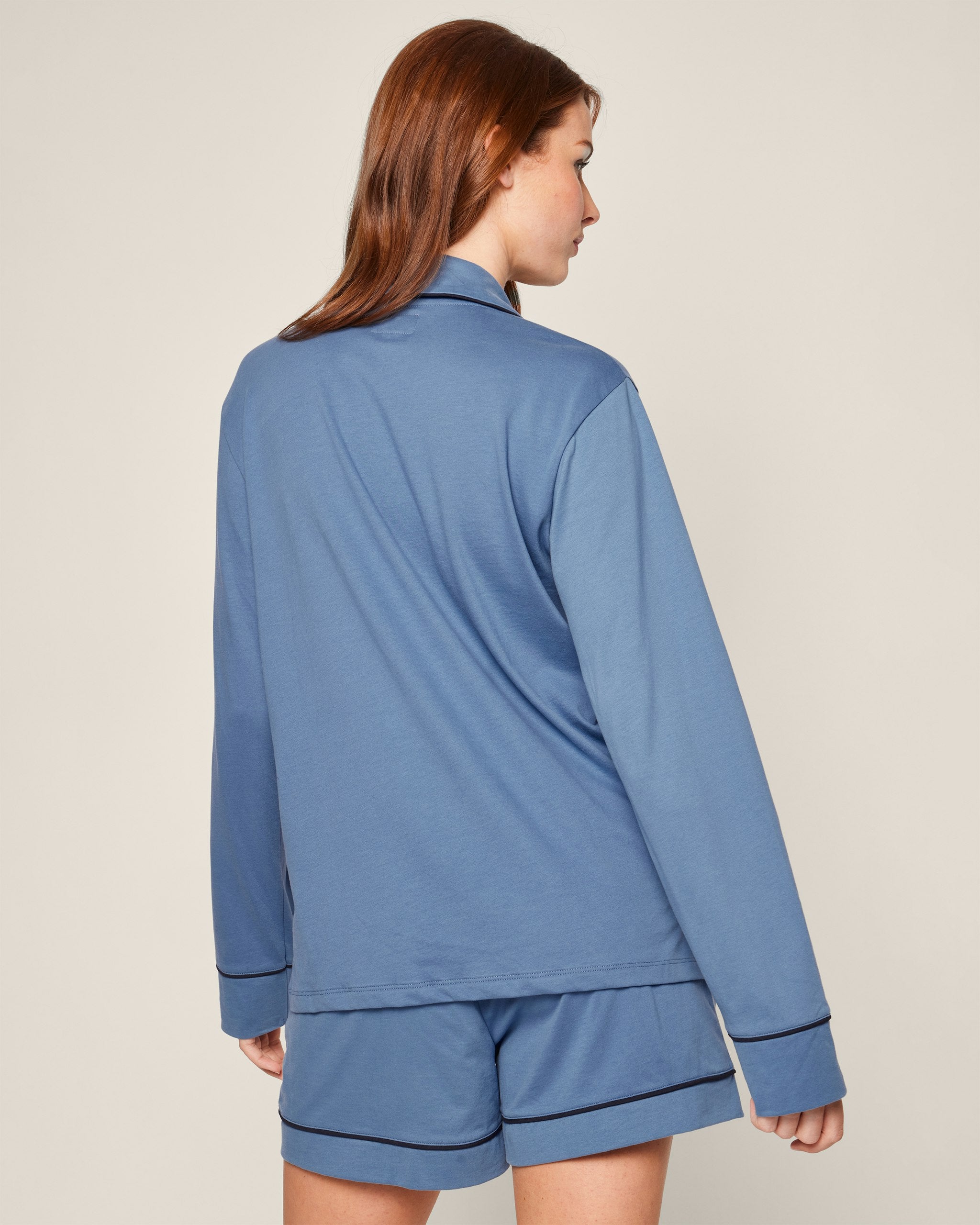 Women's Pima Long Sleeve Short Set in Mystique Blue in Mystique Blue#Color_Mystique Blue