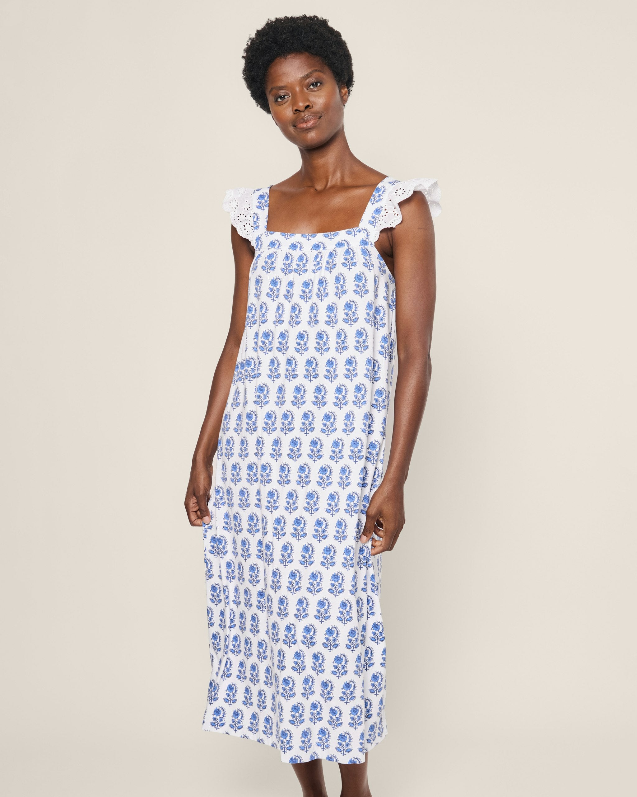 Women's Pima Clara Nightgown in Bristol Bay in Bristol Bay#Color_Bristol Bay