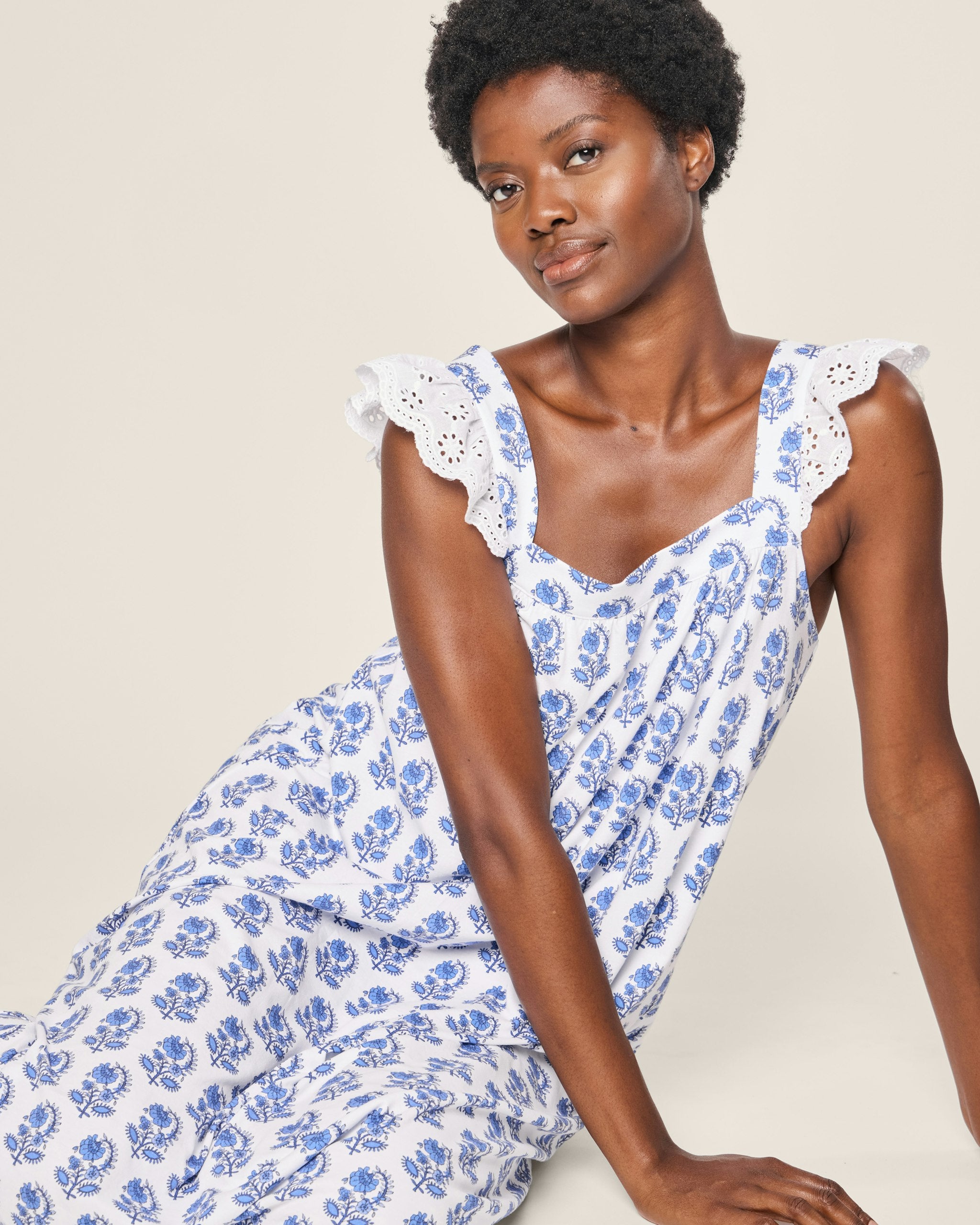 Women's Pima Clara Nightgown in Bristol Bay in Bristol Bay#Color_Bristol Bay