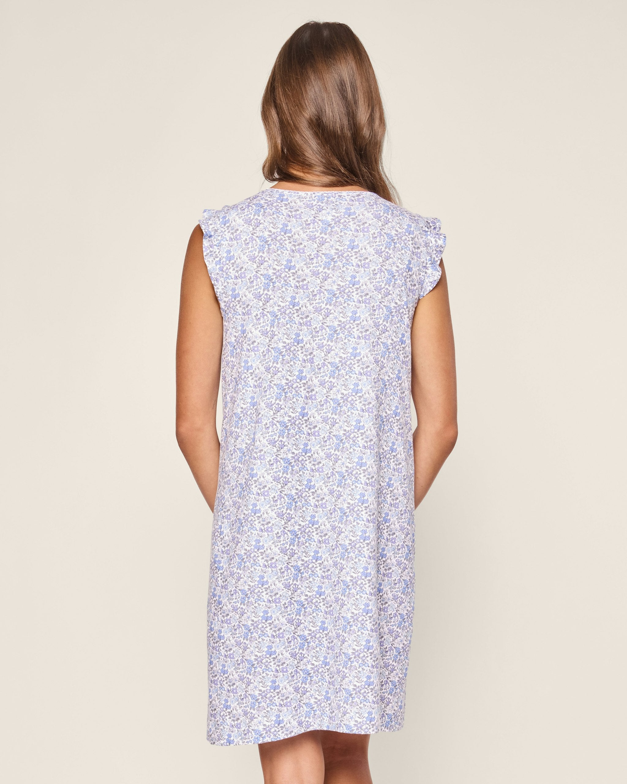 Women's Pima Harper Nightgown in Navy in Fleur D'Azur#Color_Fleur D'Azur