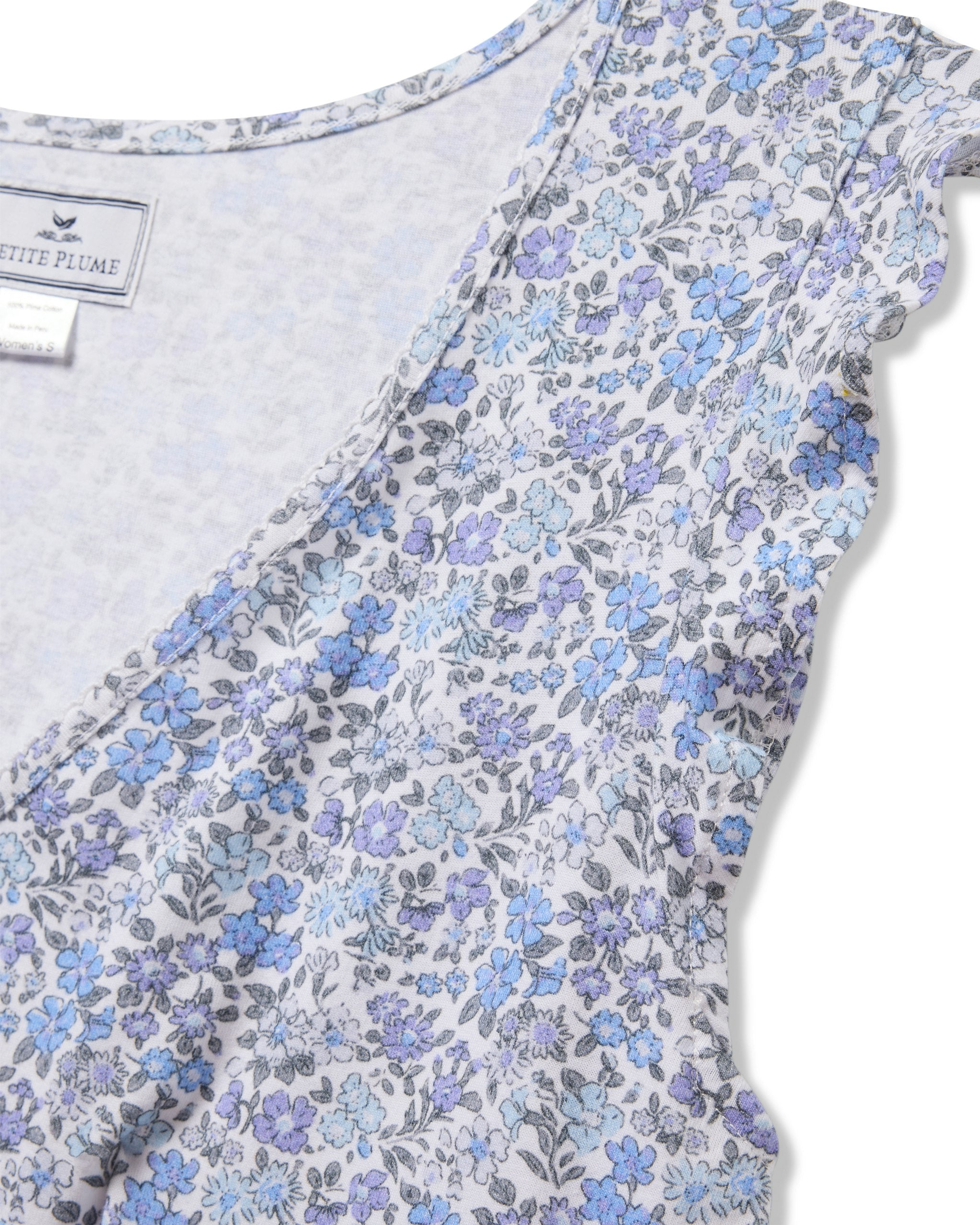 Women's Pima Harper Nightgown in Fleurs D'Azur in Fleur D'Azur#Colorway_Fleur D'Azur
