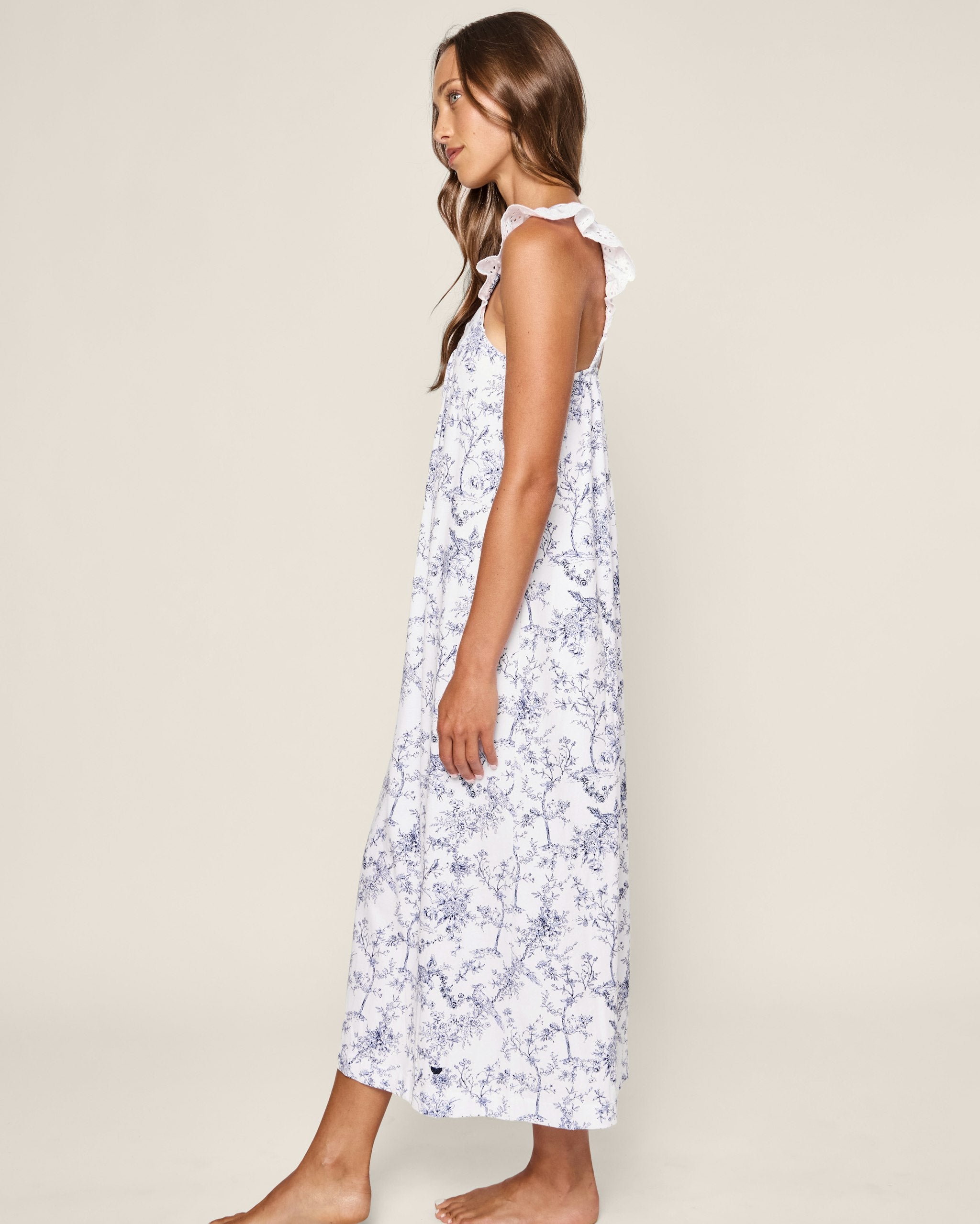Women's Pima Clara Nightgown in Bristol Bay in Timeless Toile#Color_Timeless Toile