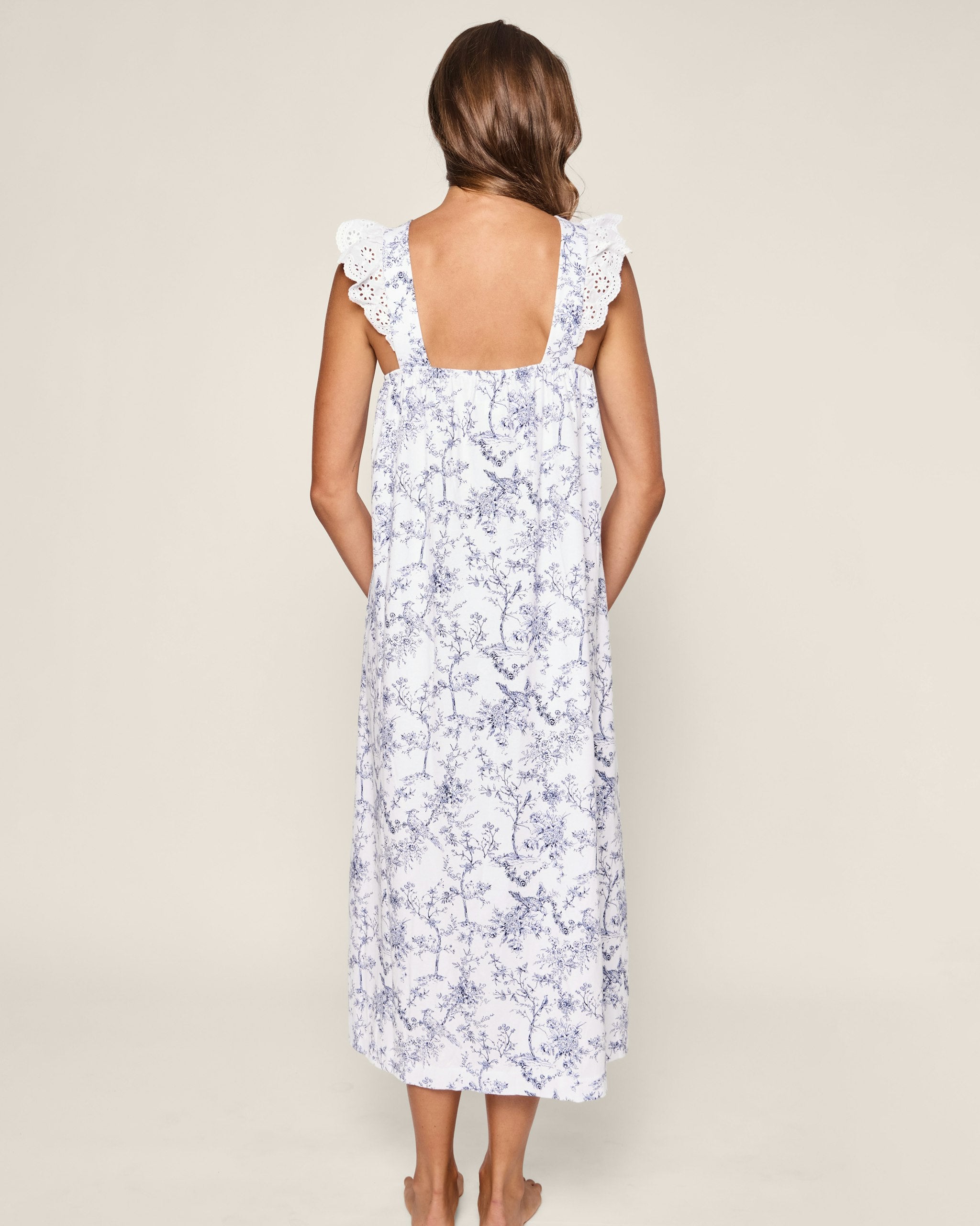 Women's Pima Clara Nightgown in Bristol Bay in Timeless Toile#Color_Timeless Toile