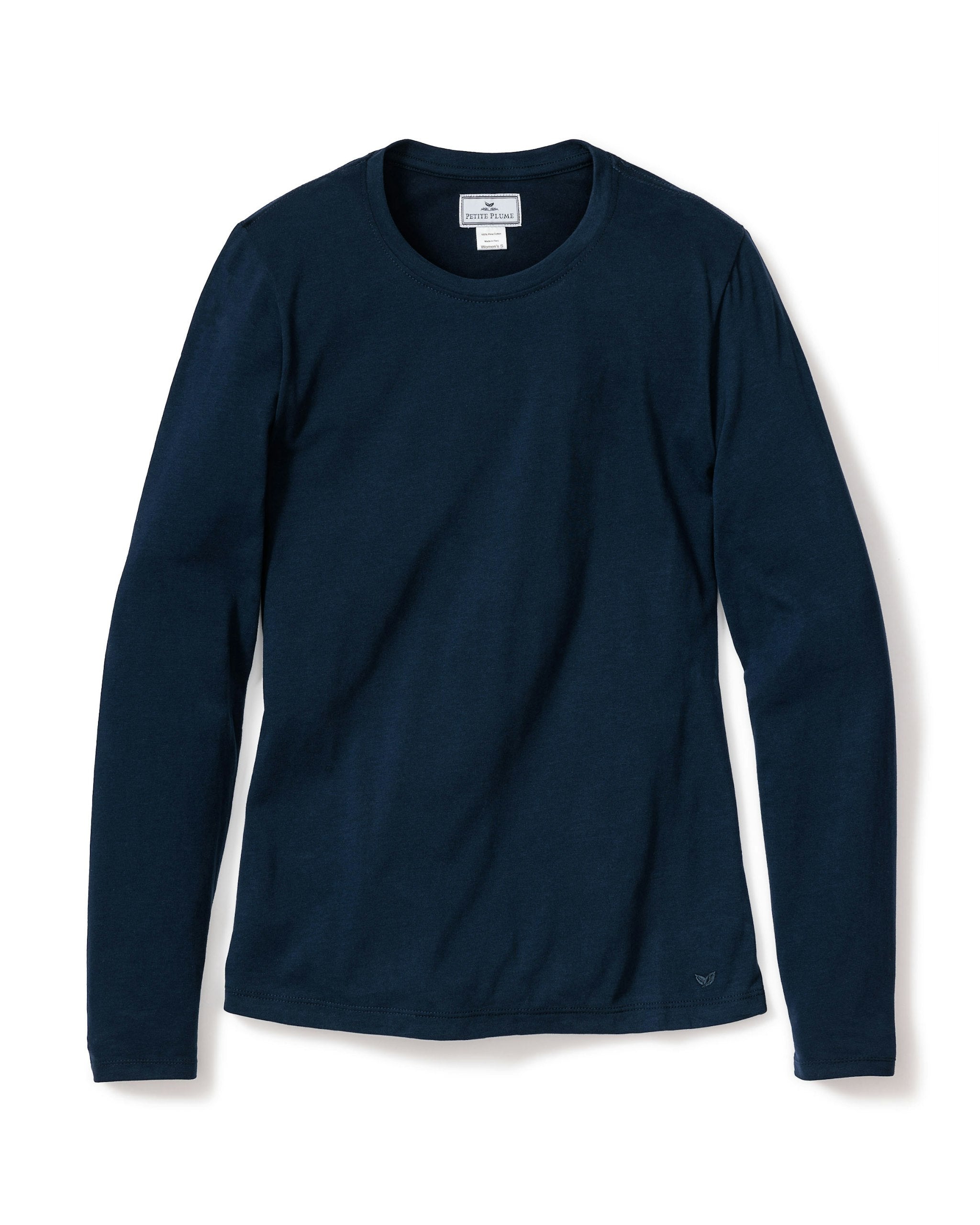 Women's Pima Long Sleeve Top in Dark Heather Grey in Navy#Color_Navy