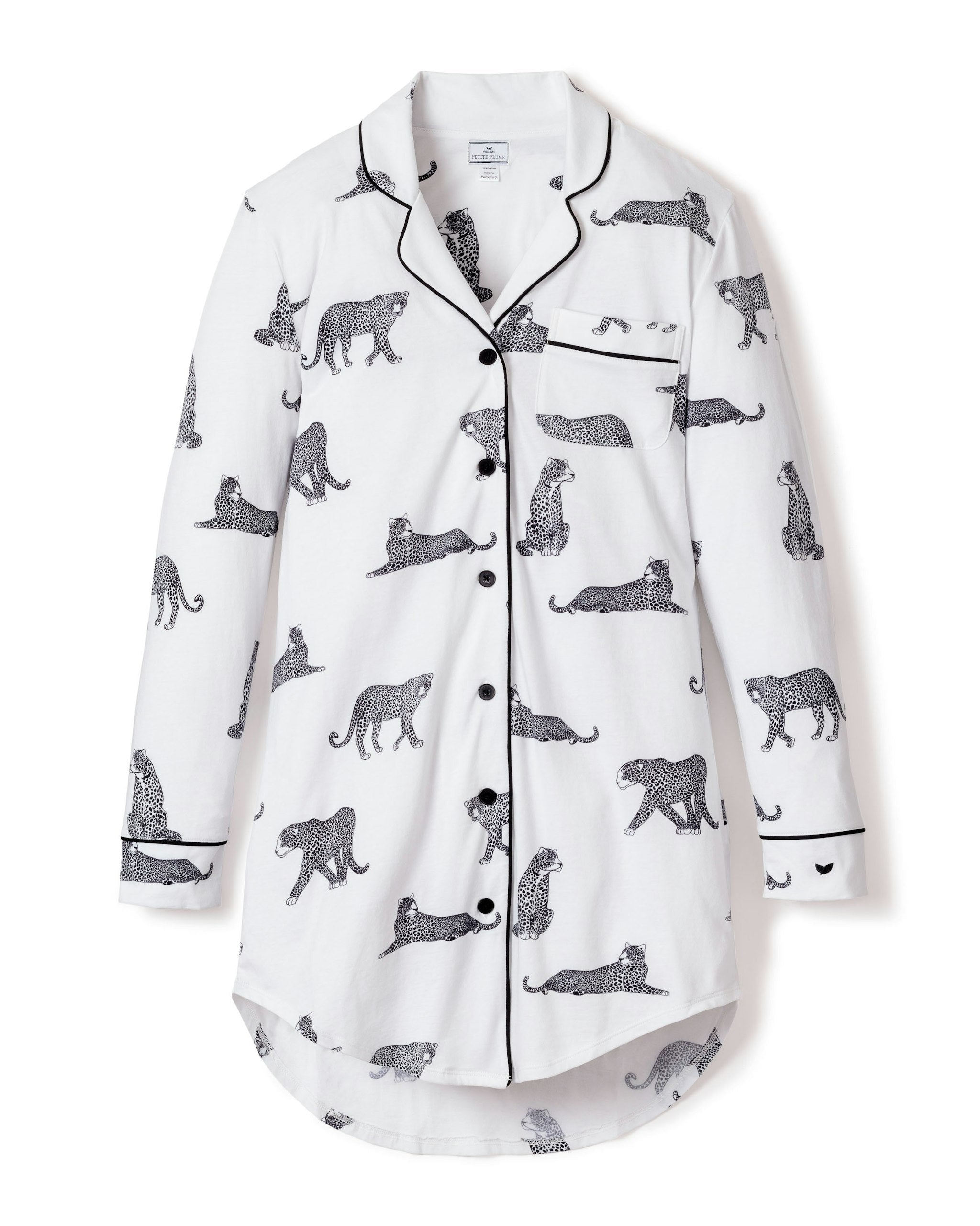 Women's Pima Nightshirt in Zèbre de Nuit in Panthère de Paris#Color_Panthère de Paris