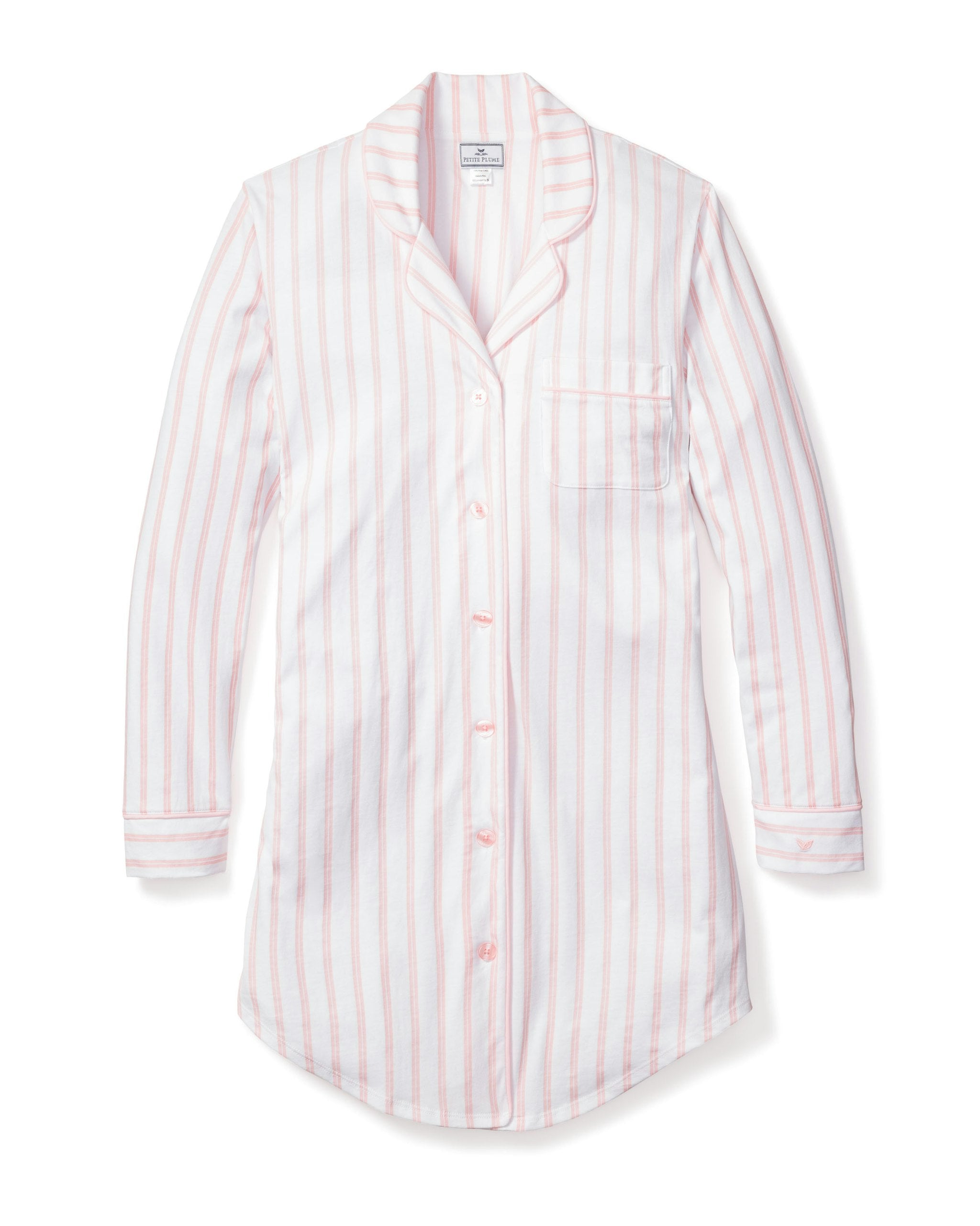 Women's Pima Nightshirt in Pink Stripe in Pink Stripe#Color_Pink Stripe
