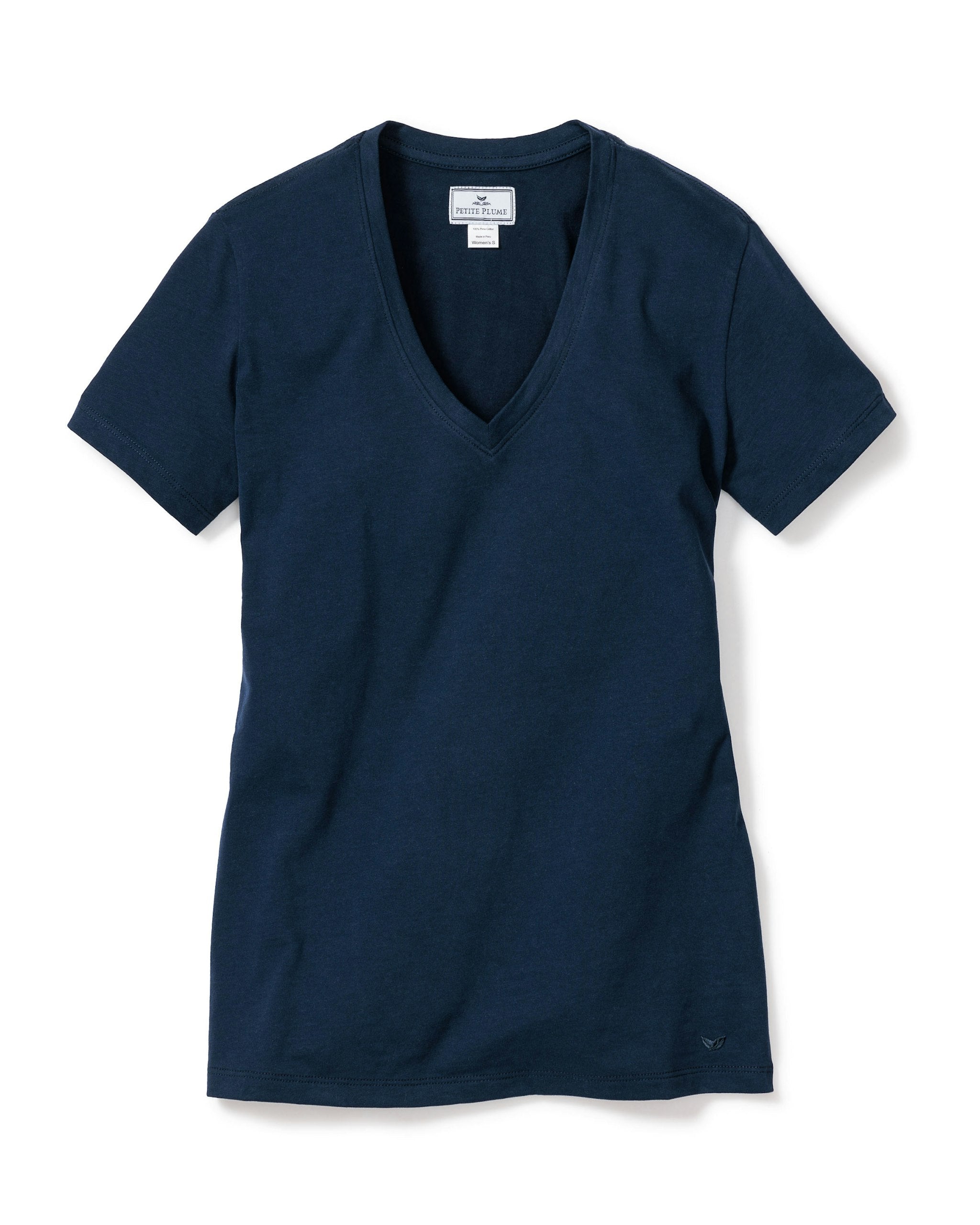 Women's Pima Short Sleeve Top in Camel in Navy#Color_Navy