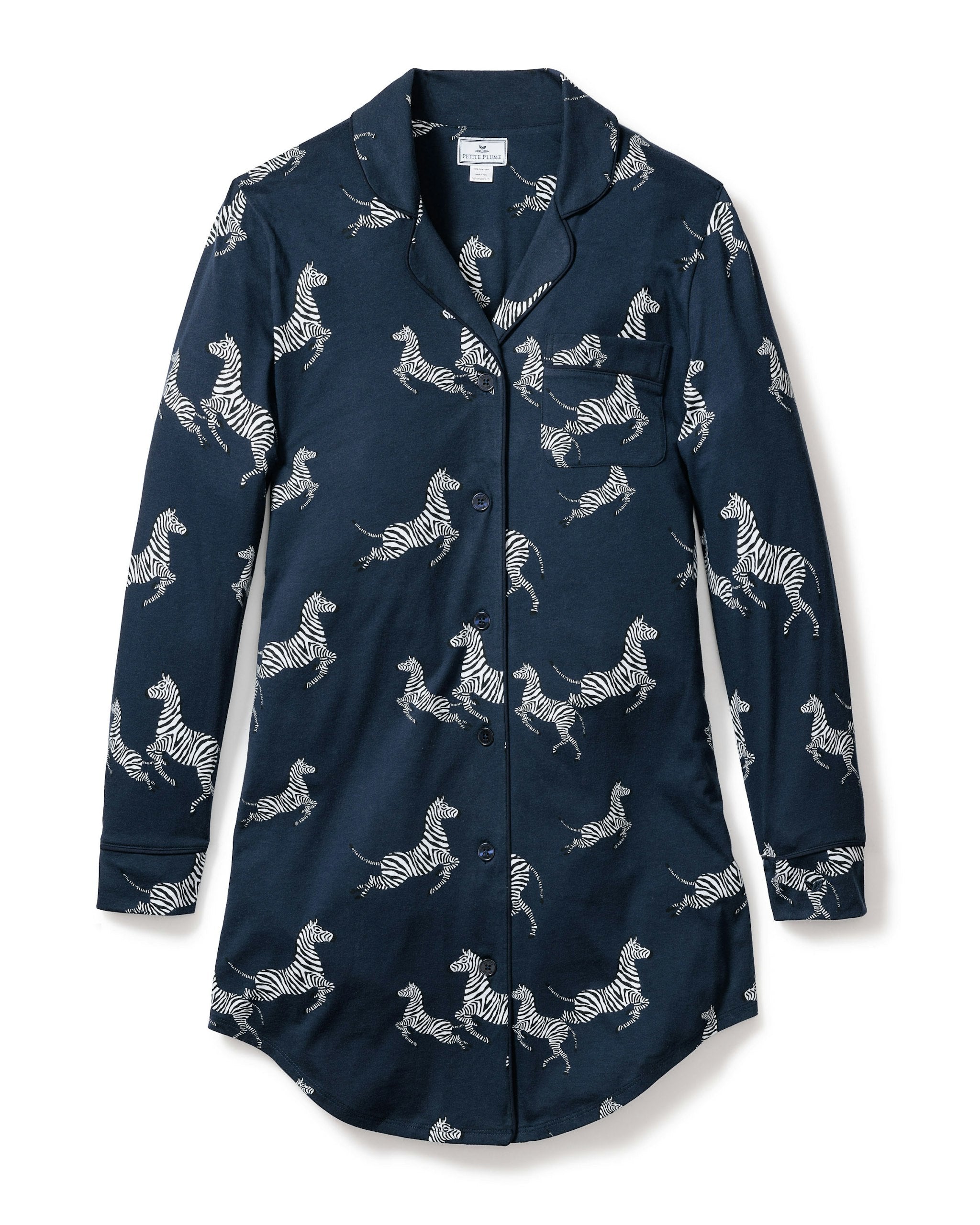 Women's Pima Nightshirt in Panthère de Paris in Zèbre de Nuit#Color_Zèbre de Nuit