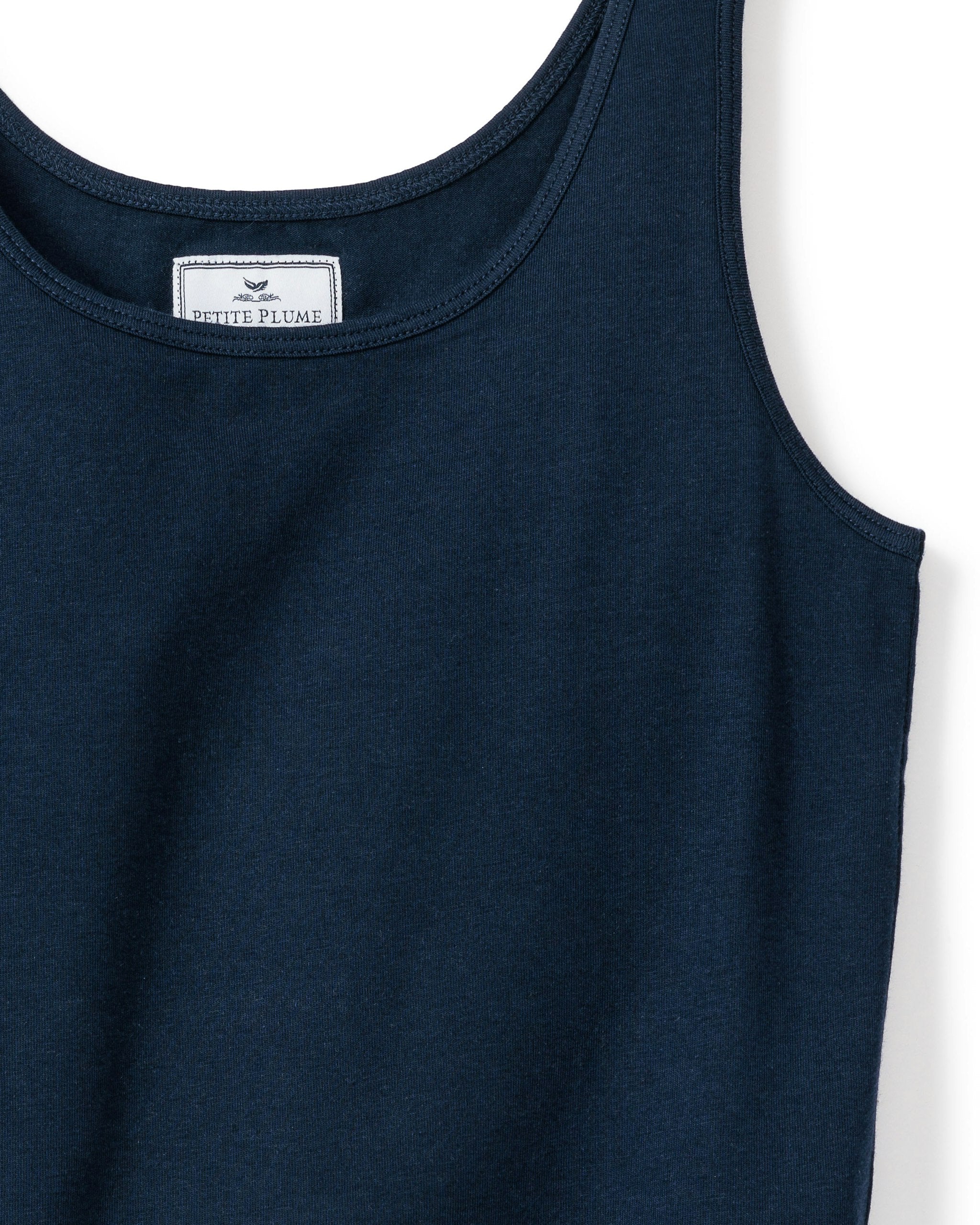 Women's Pima Tank Top in White in Navy#Color_Navy