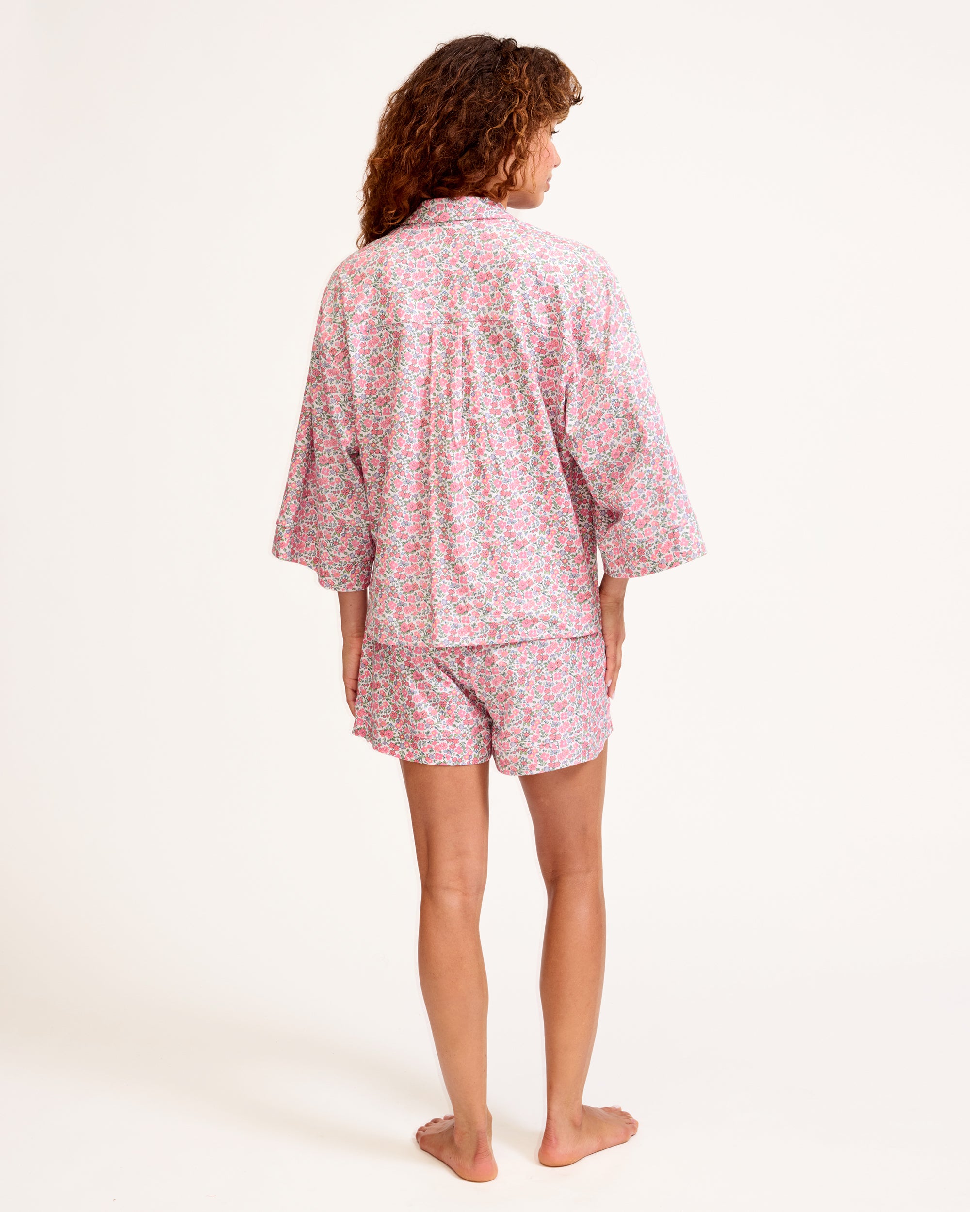 Women's Pima Olivia Short Set in Fleurs de Rose in Fleurs de Rose