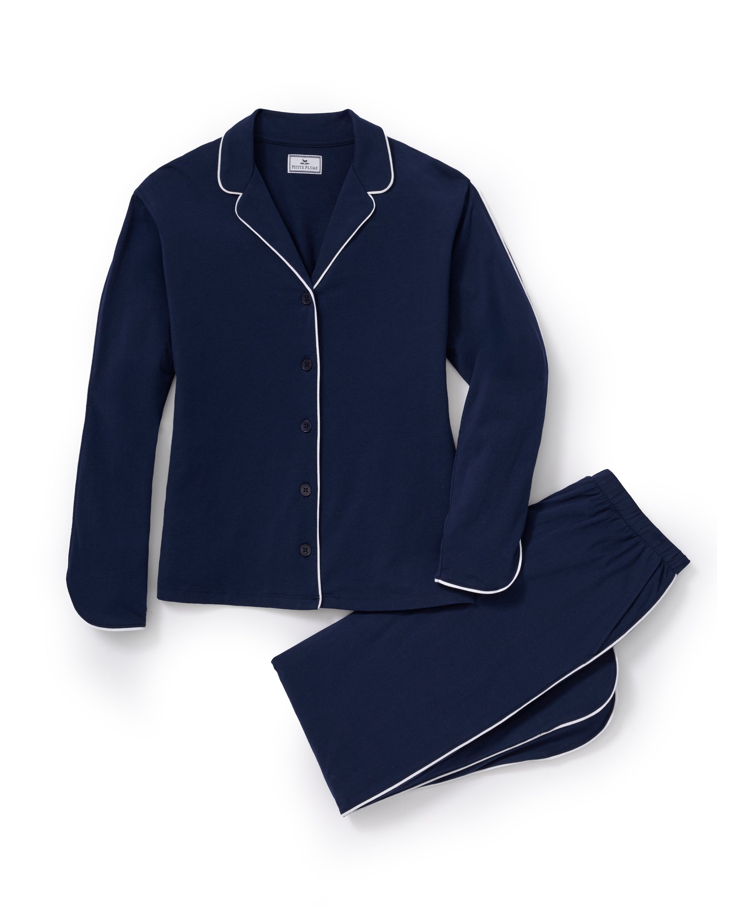 The Margaux Pima Pajama Set in Navy