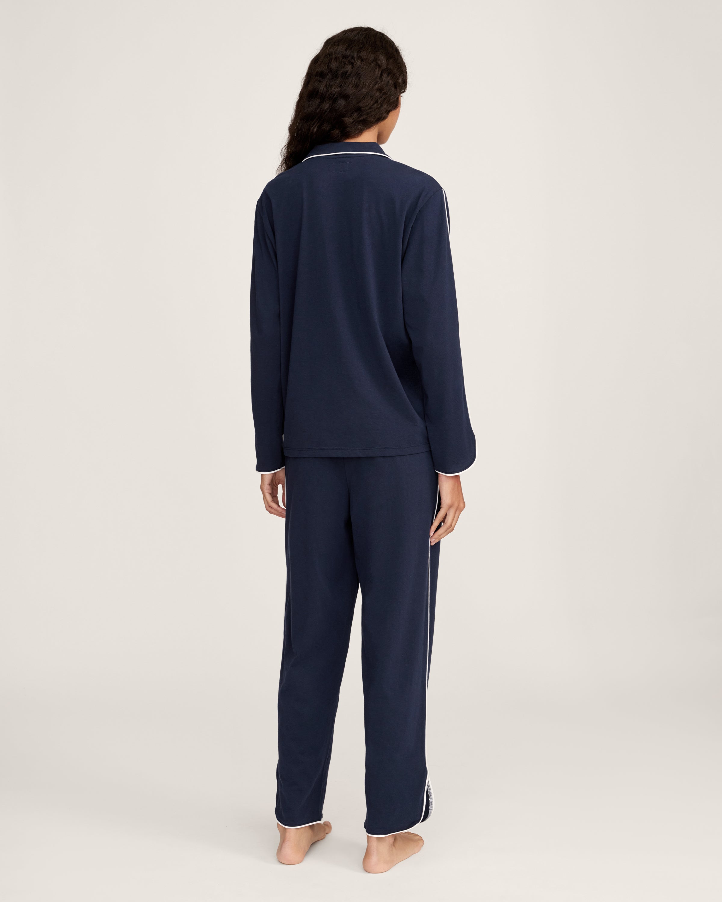 The Margaux Pima Pajama Set in Navy