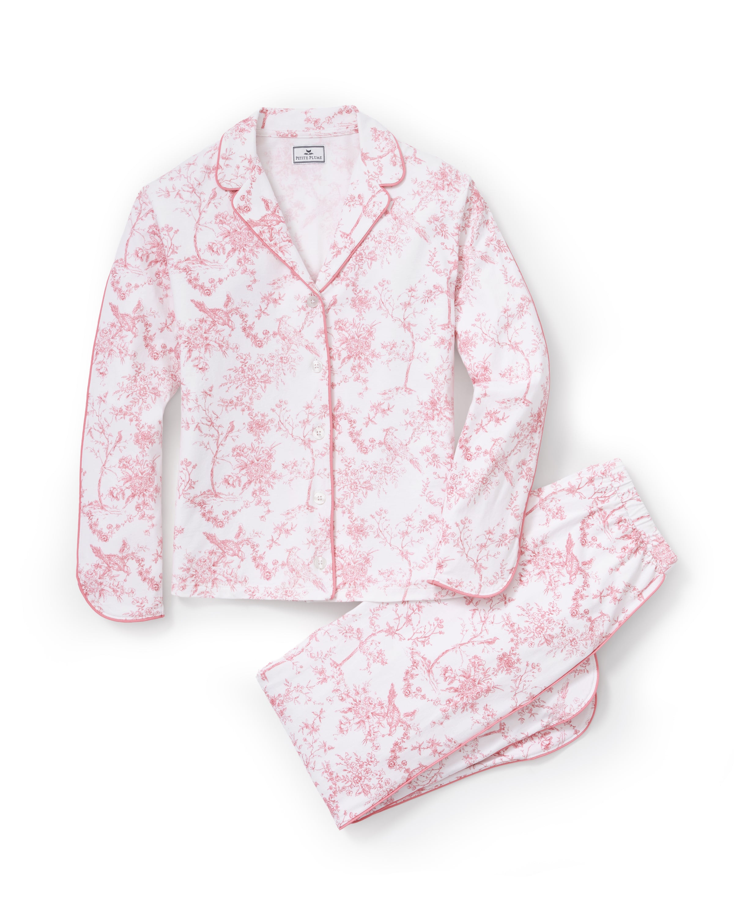 The Margaux Pima Pajama Set in Pink Timeless Toile