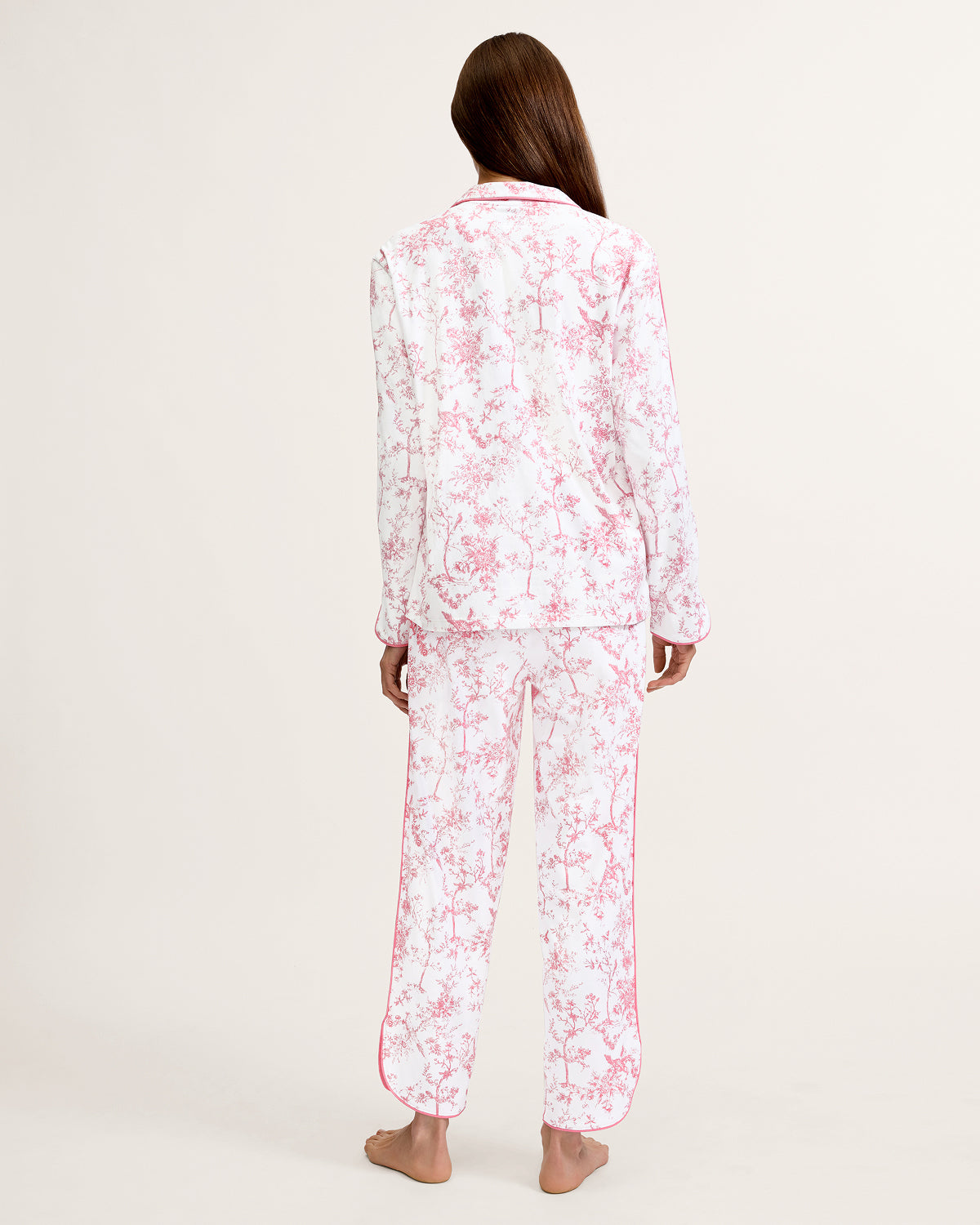 The Margaux Pima Pajama Set in Pink Timeless Toile