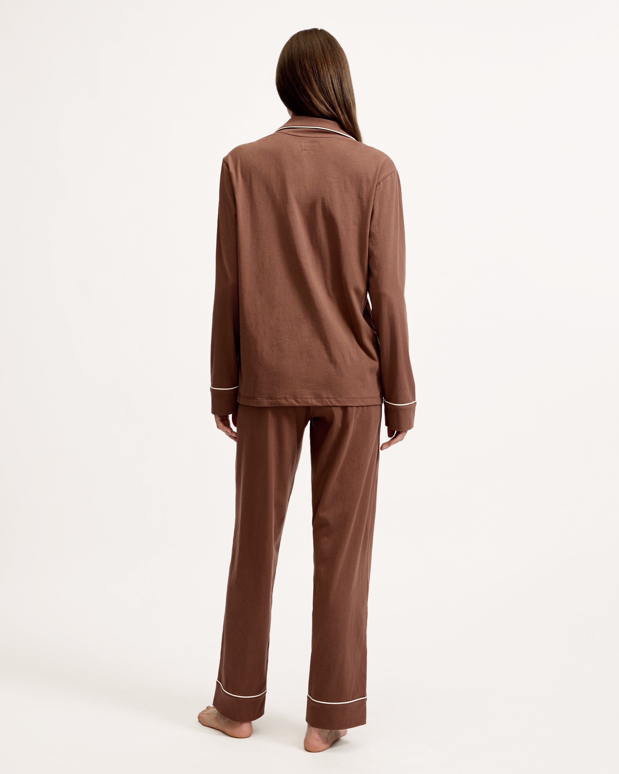 Women's Lightweight Pima Pajama Set in Chocolate Brown