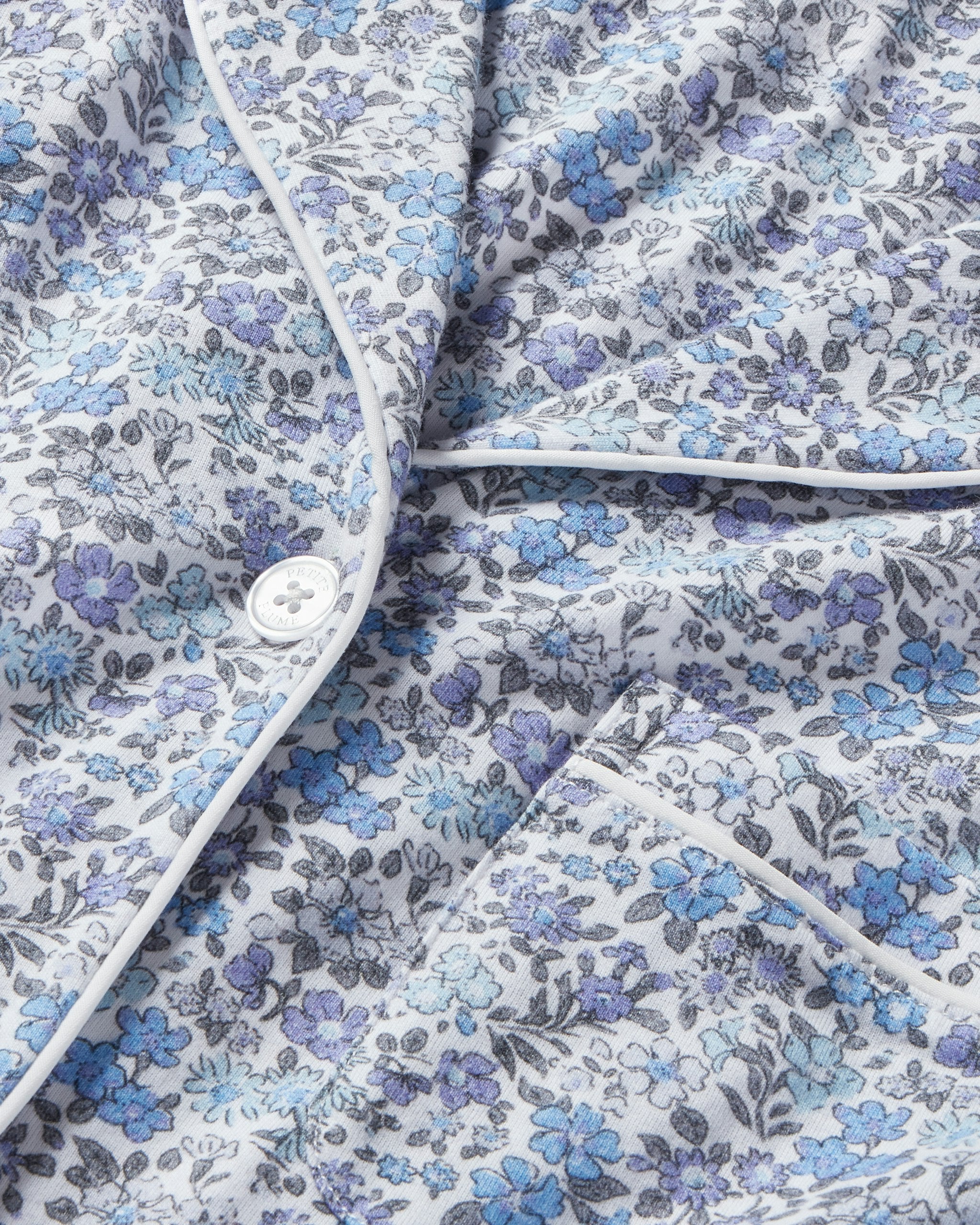 Women's Pima Pajama Set in Fleurs de Rose in Fleur D'Azur#Color_Fleur D'Azur