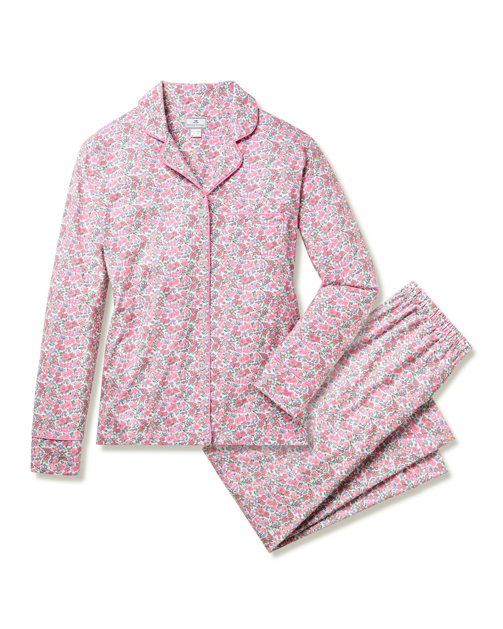 Women's Pima Pajama Set in Fleurs de Rose in Fleurs de Rose#Color_Fleurs de Rose